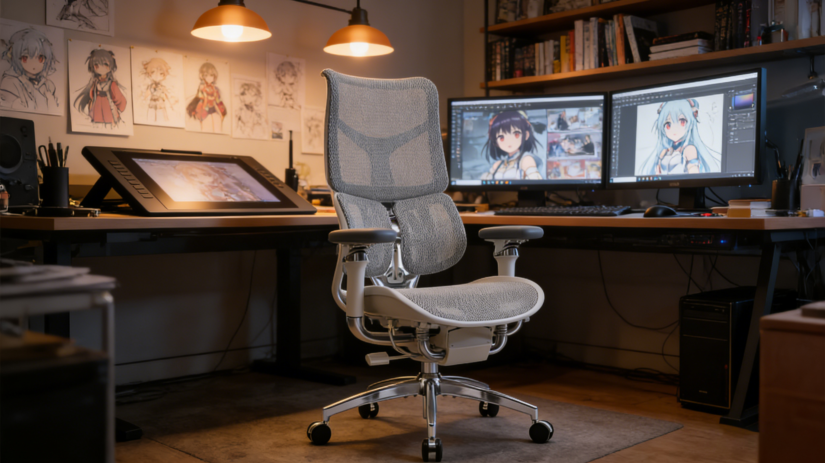 Multi-axis 6D armrest adjustment on a professional ergonomic chair