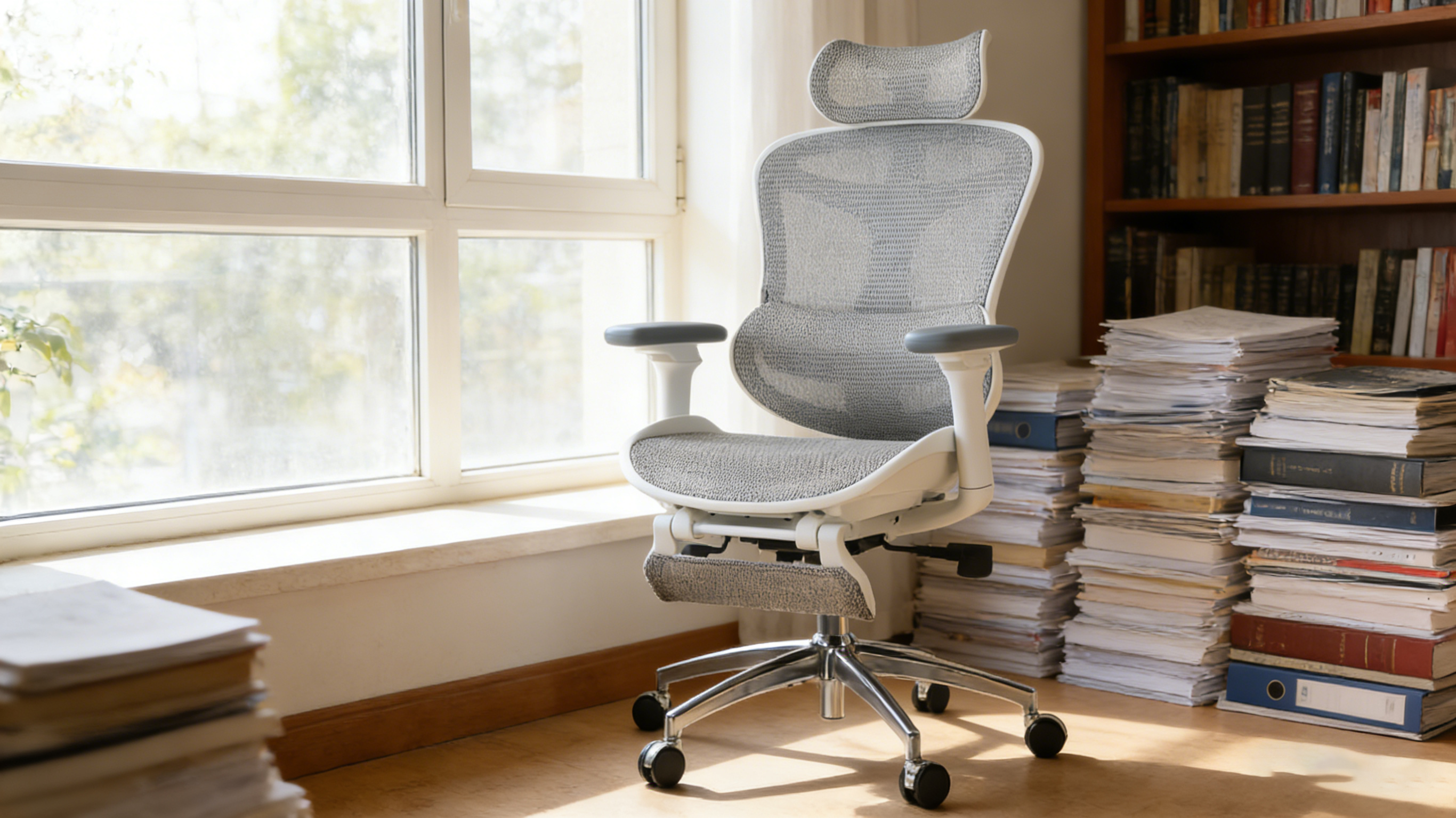Professional study chair ergonomic in a quiet home library