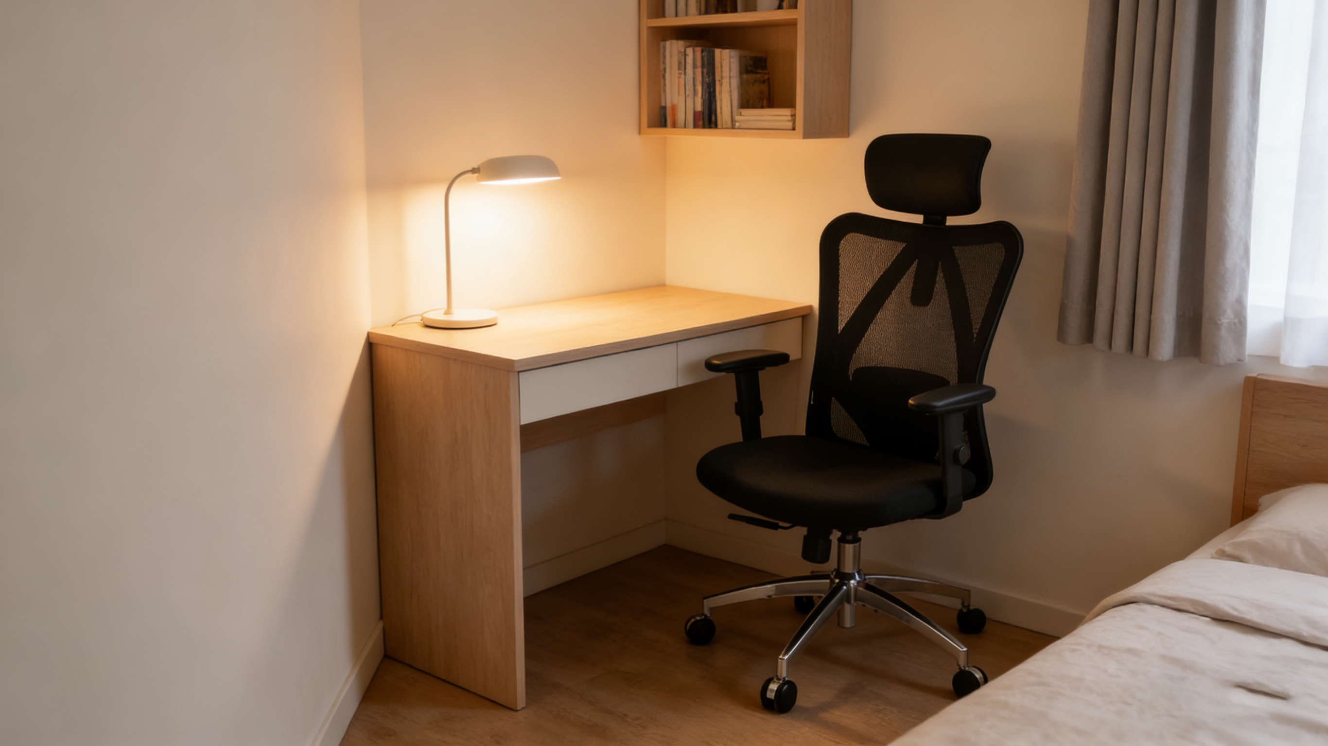 Height-adjustable armrests for shoulder relief on a chair desk ergonomics