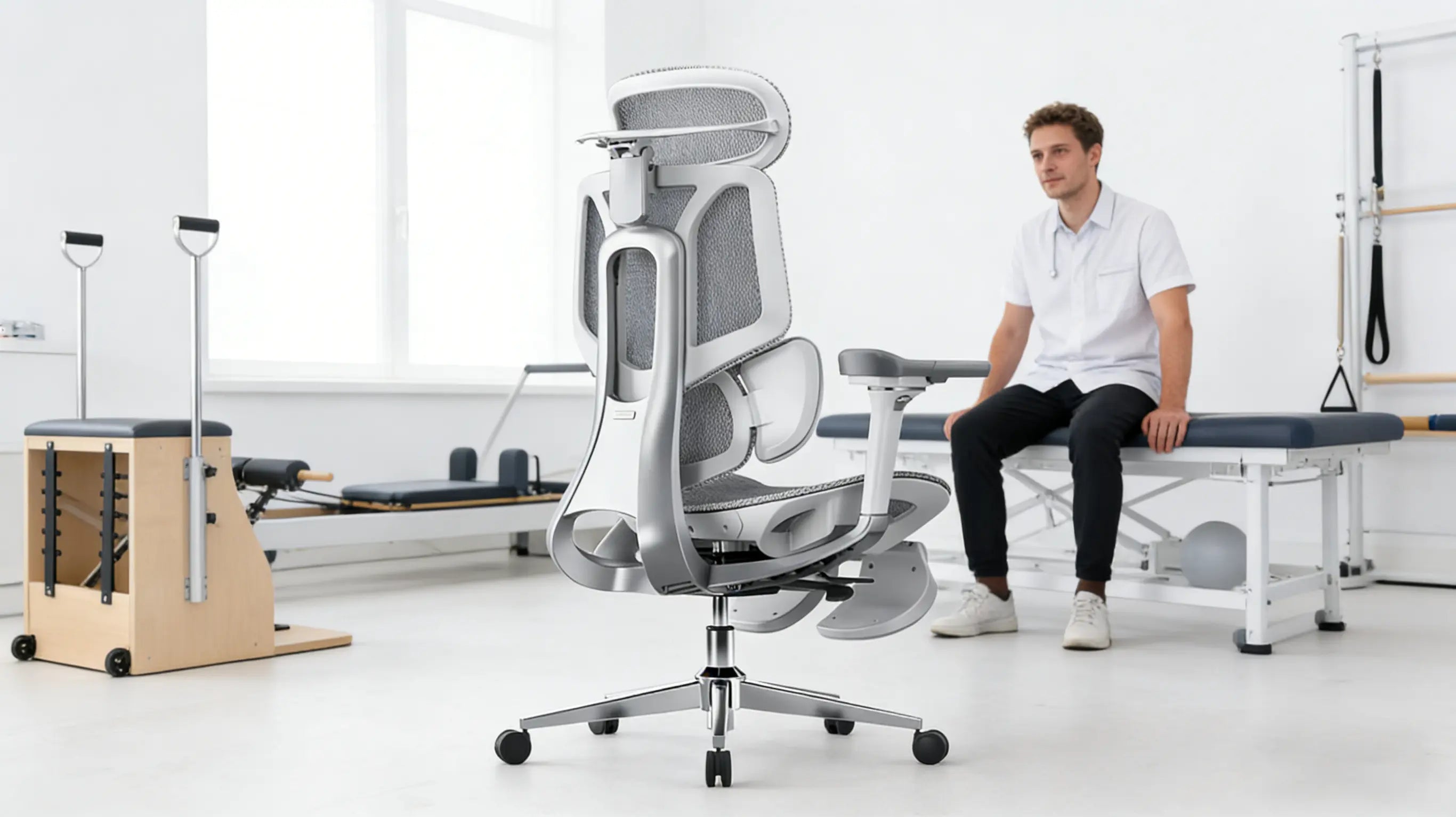 Medizinische Darstellung der Wirbelsäulenentlastung durch moderne bürostühle ergonomisch von Ergo Select.