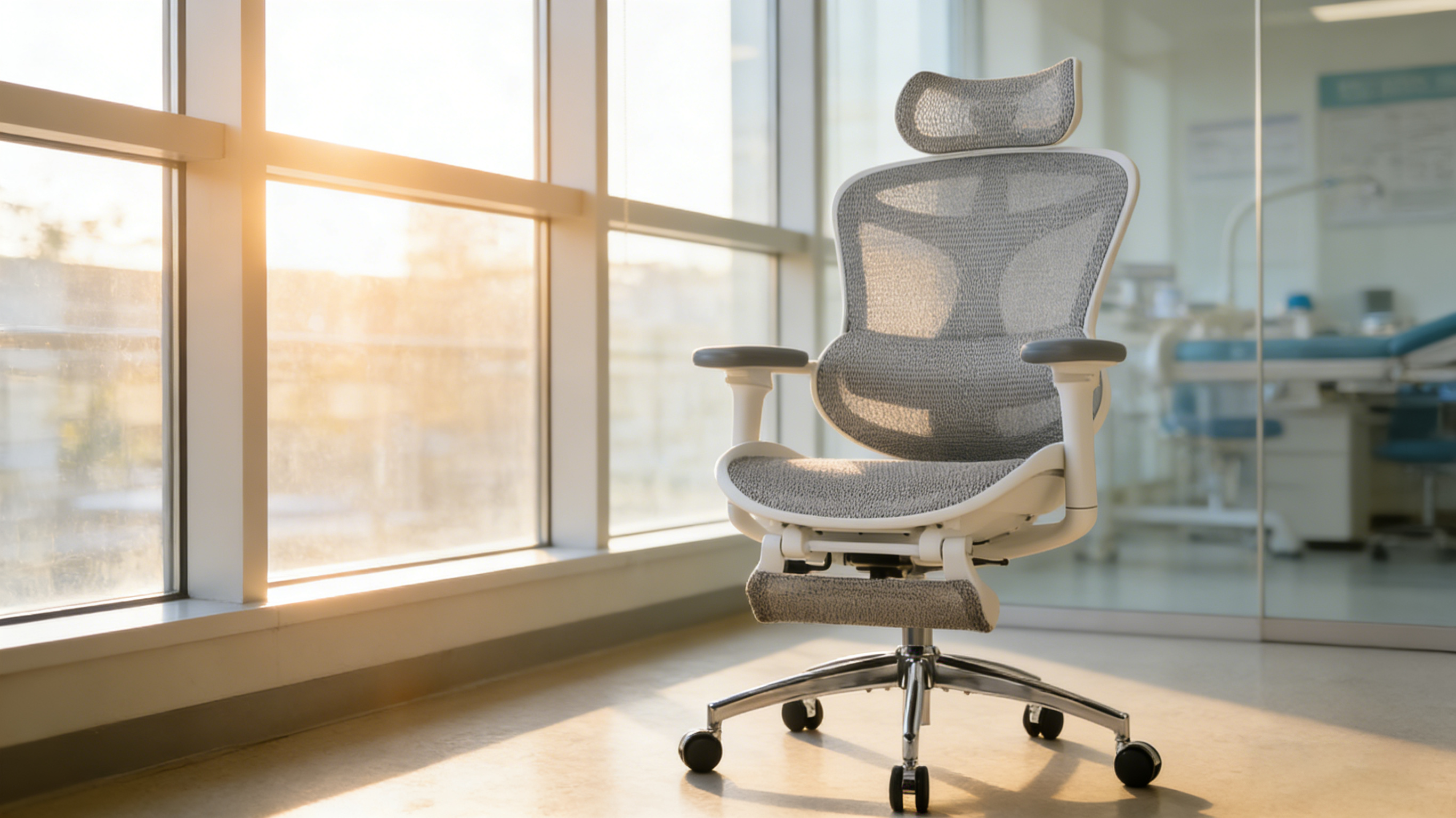 Self-adaptive lumbar support of an ergometric office chair for medical focus
