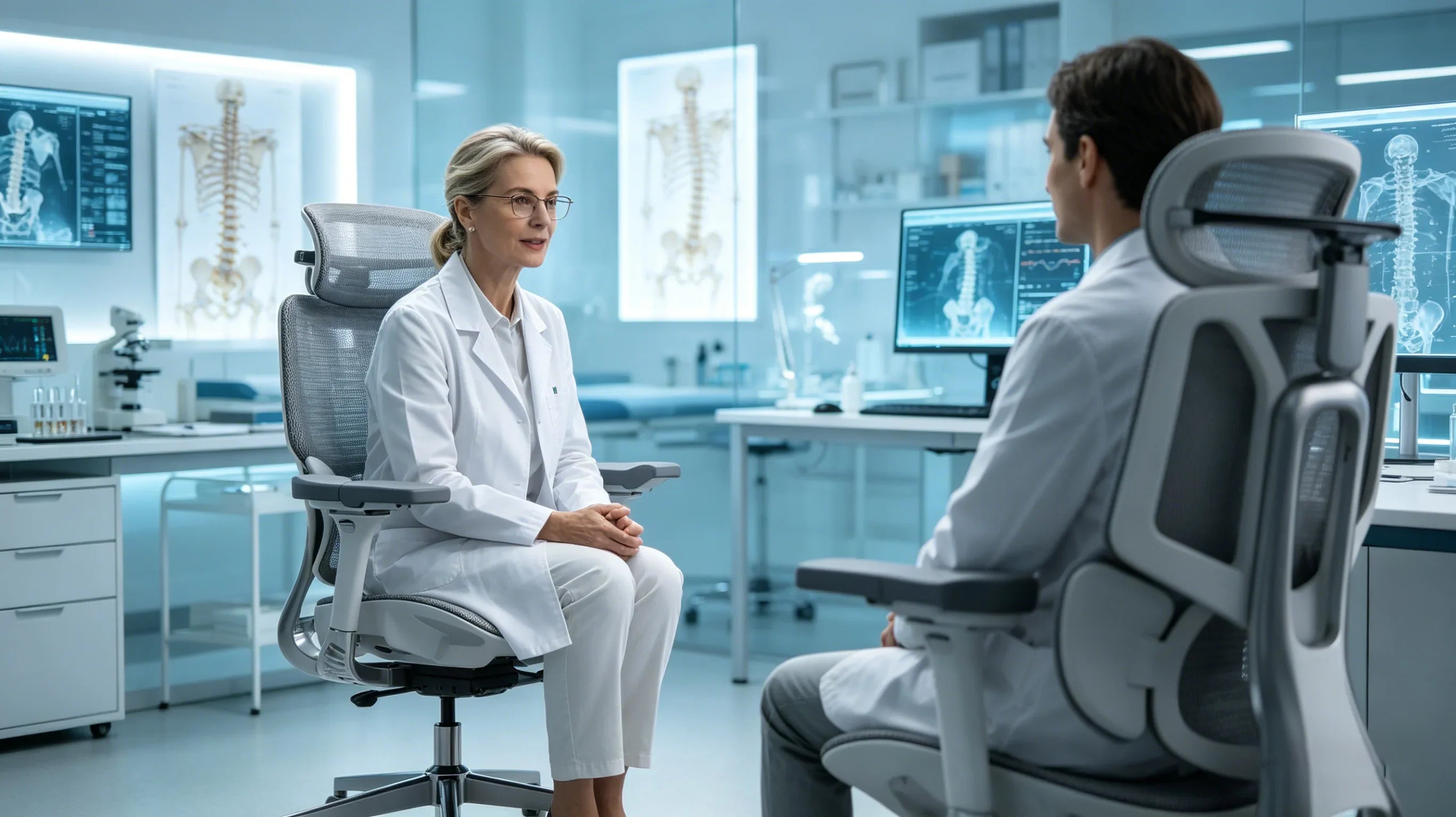A professional European orthopedic specialist auditing the [**best desk chair for back problems**].