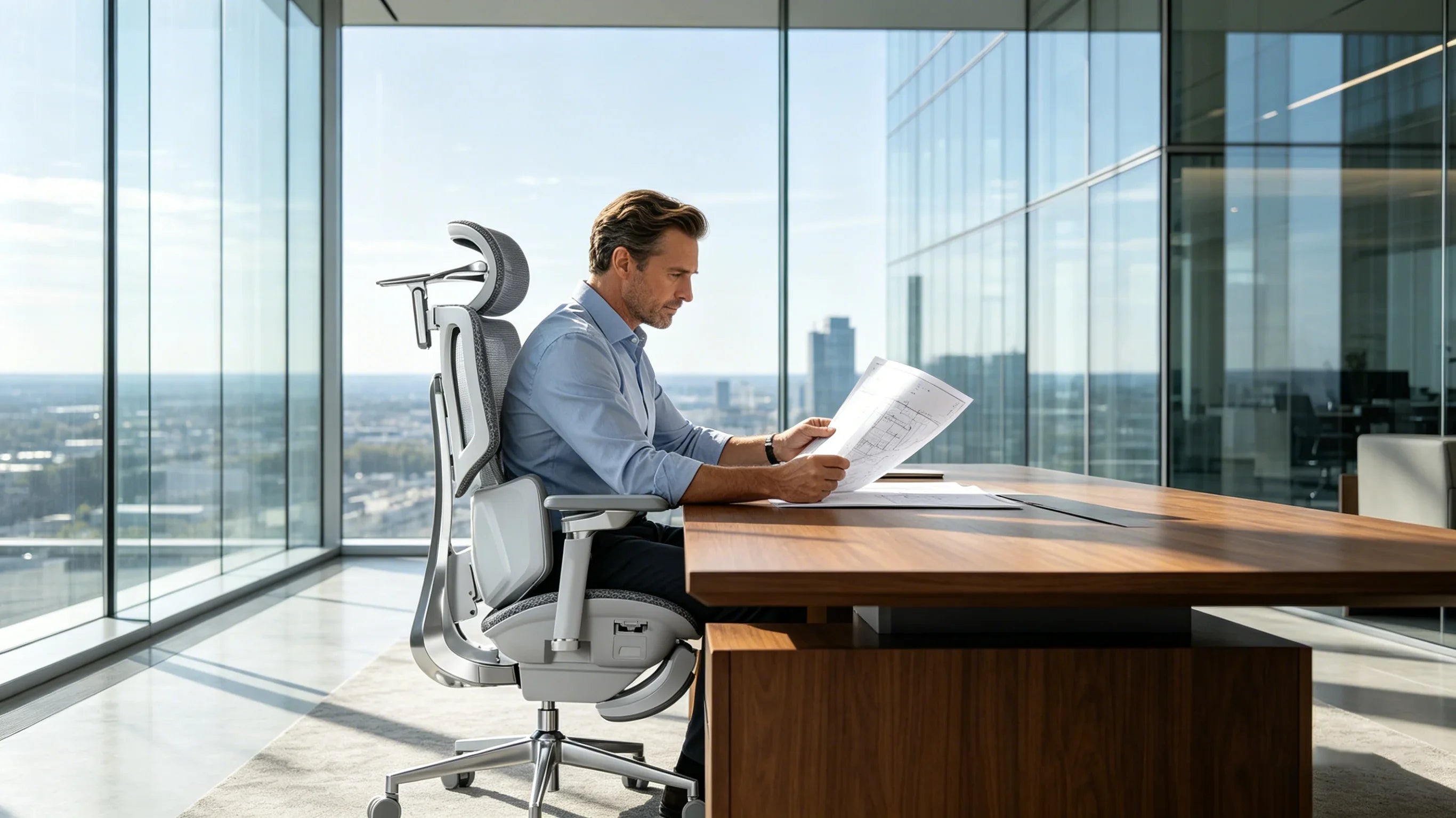 A European Chief Experience Officer evaluating the [**best ergonomic office chair**] for his team.