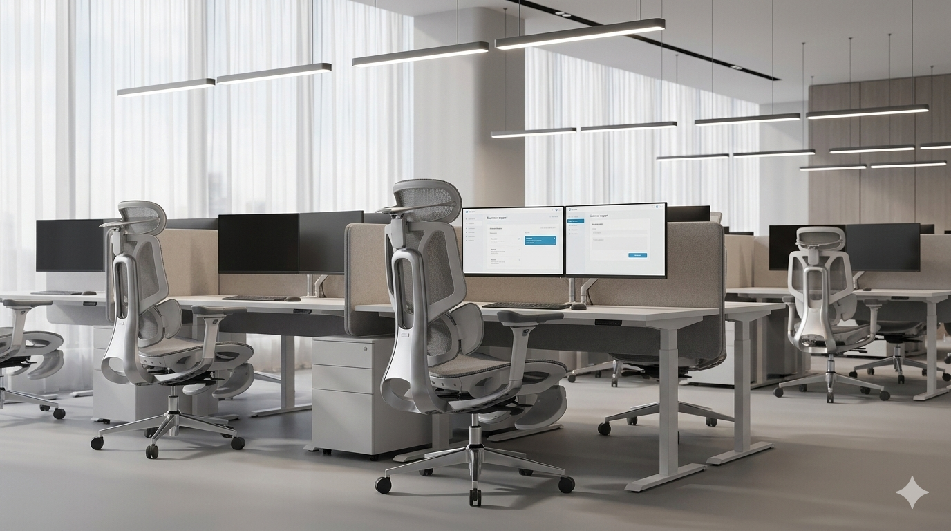 Ergonomic desk chair designed with specialized back support to relieve spinal pressure.