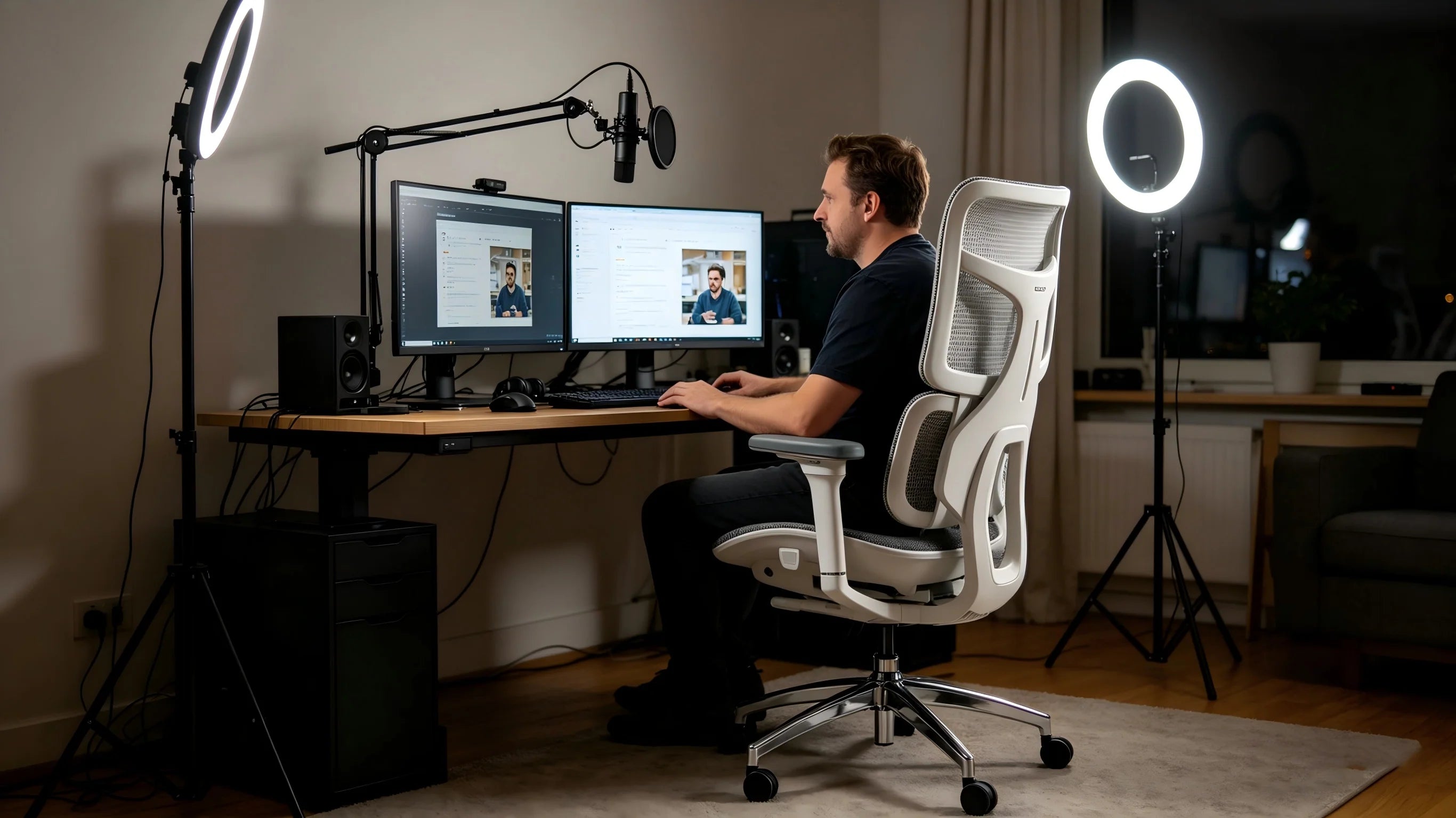 Rear view showing the dynamic dual-wing support system of the Ergo Select ergonomic office chair.
