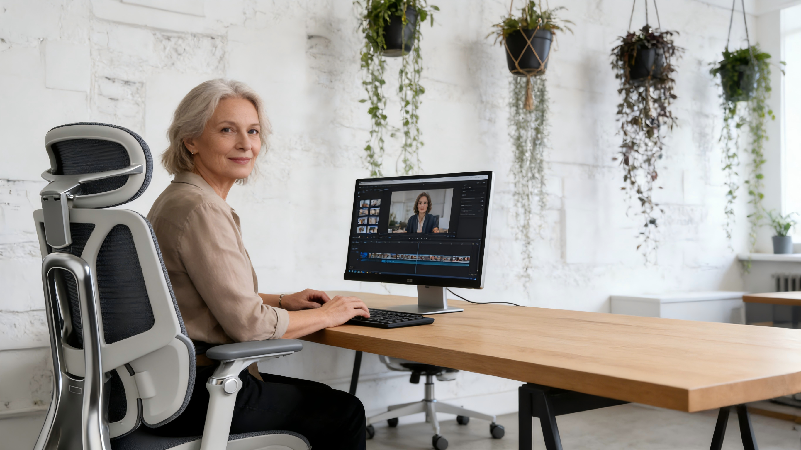 S-shaped bionic lumbar support on a premium chair desk ergonomics