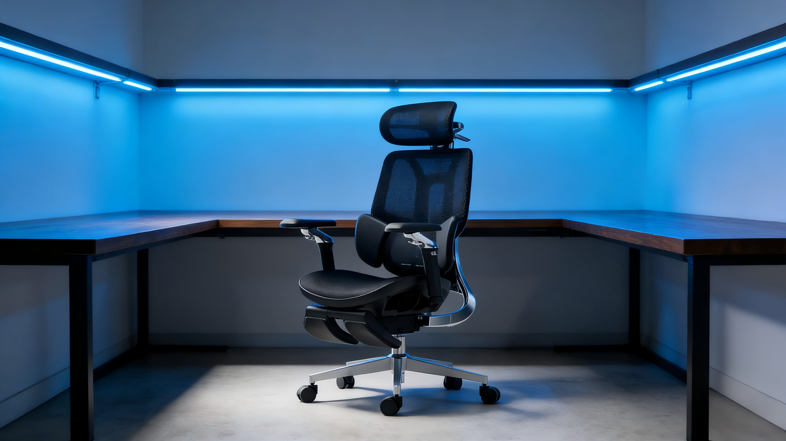 Professional black mesh ergonomics chair for tech and gaming setups