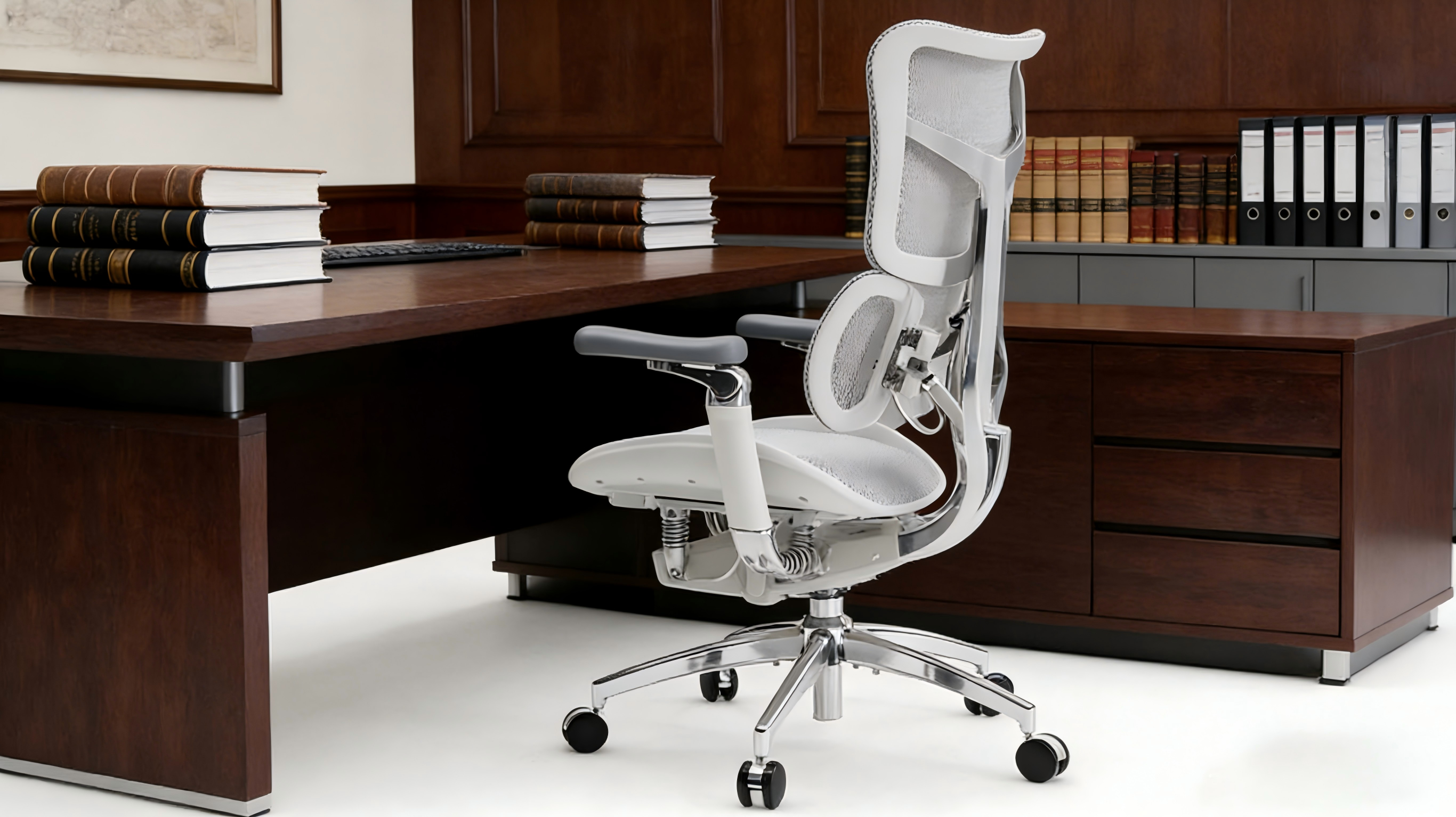 High-tenacity breathable mesh on professional ergonomic chairs