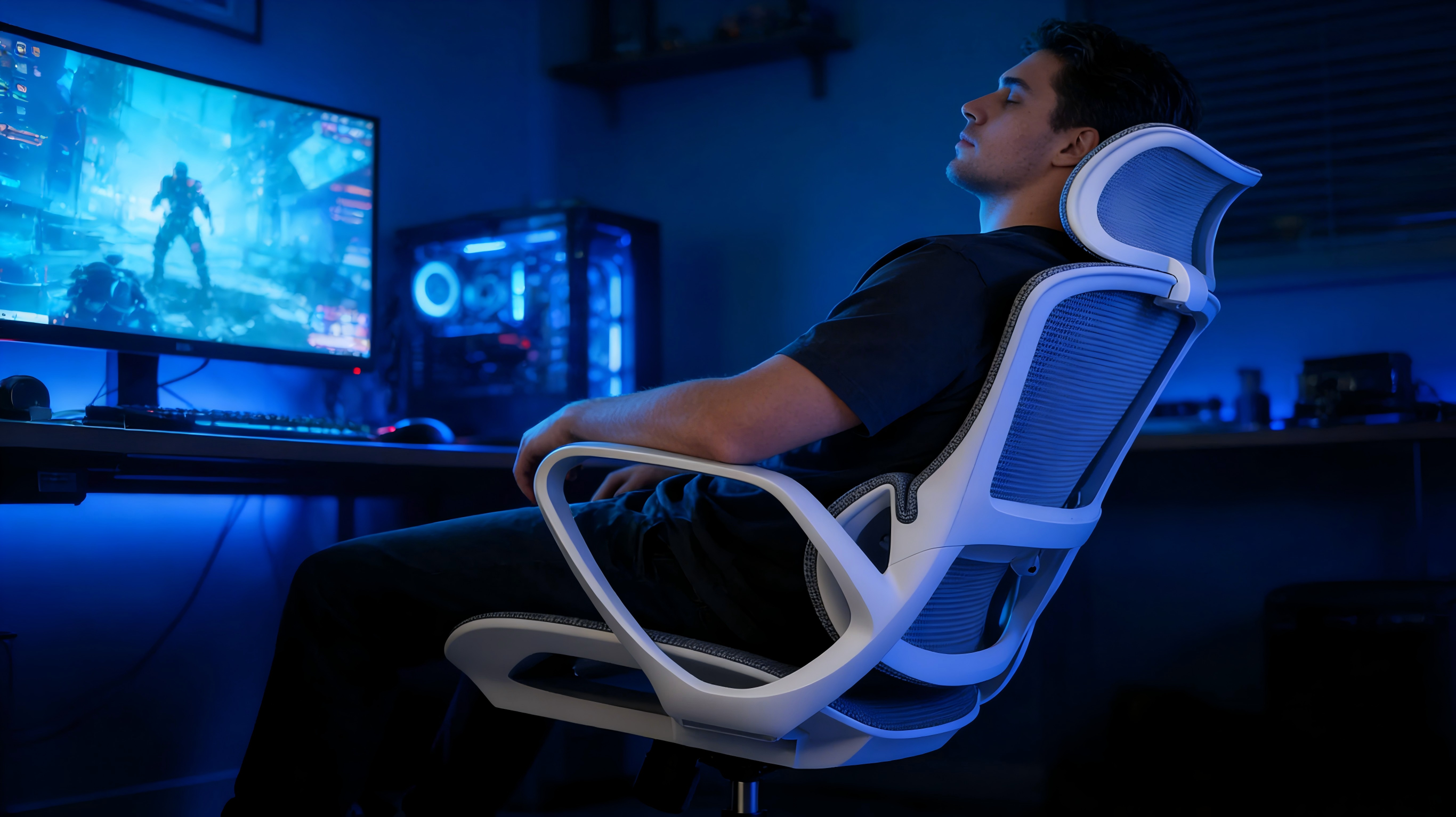 High-tenacity breathable mesh cooling technology of a professional video game chair