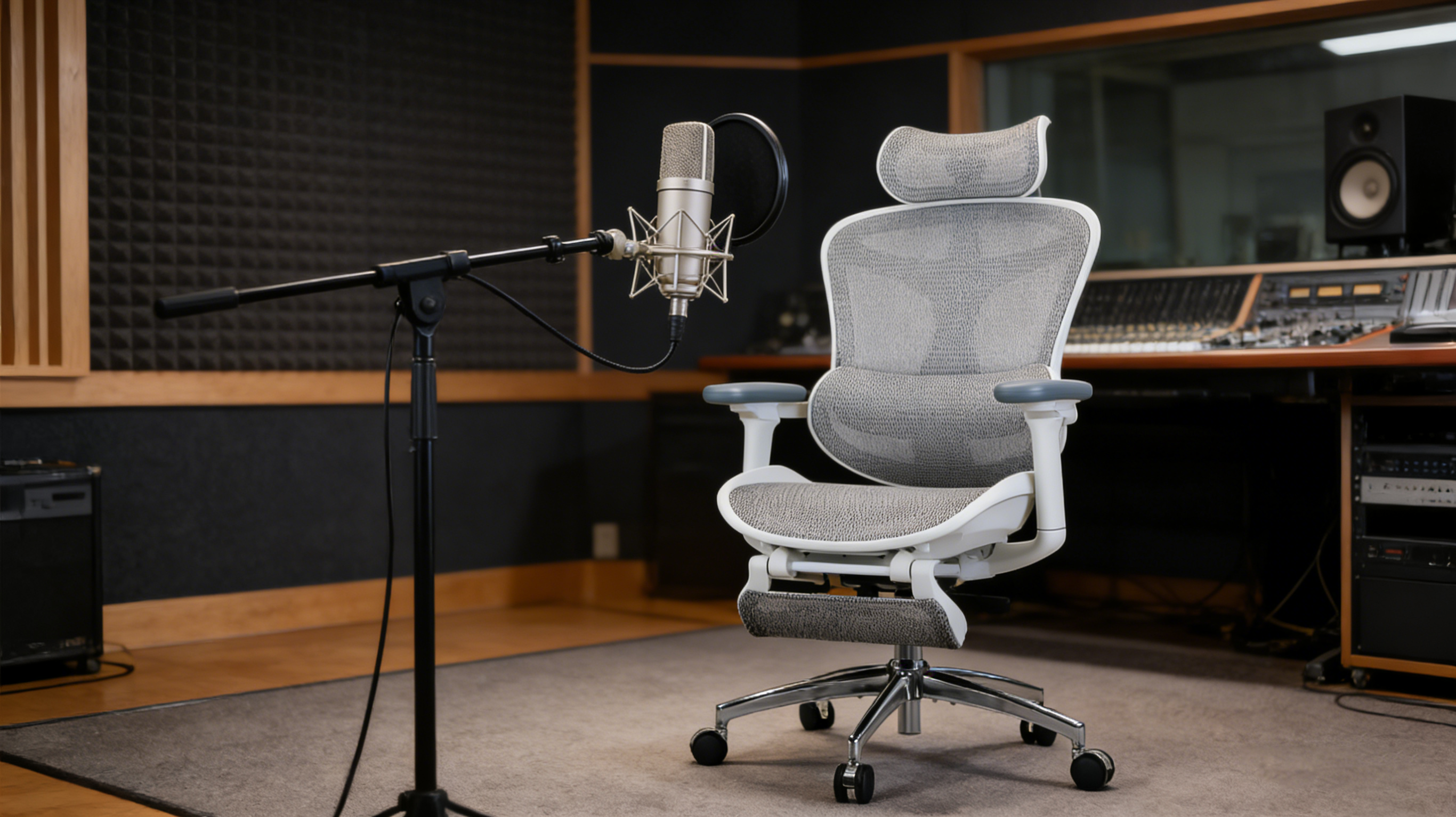 High-performance chair ergonomic office in a digital broadcasting studio