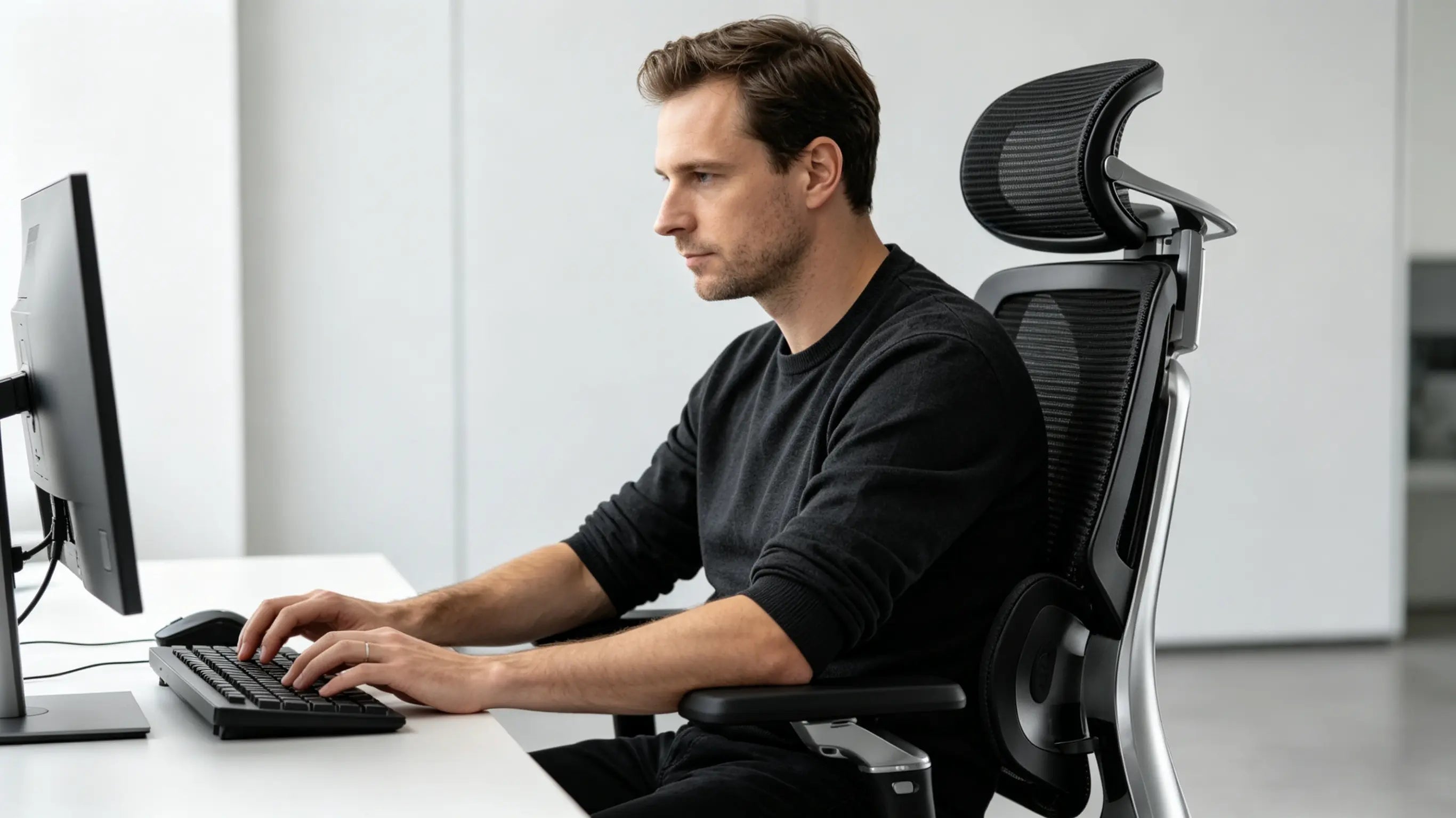 Die präzise Sitztiefenverstellung beim Ergo Select ermöglicht eine optimale Druckentlastung der Oberschenkel für einen bürostuhl ergonomisch korrekt.