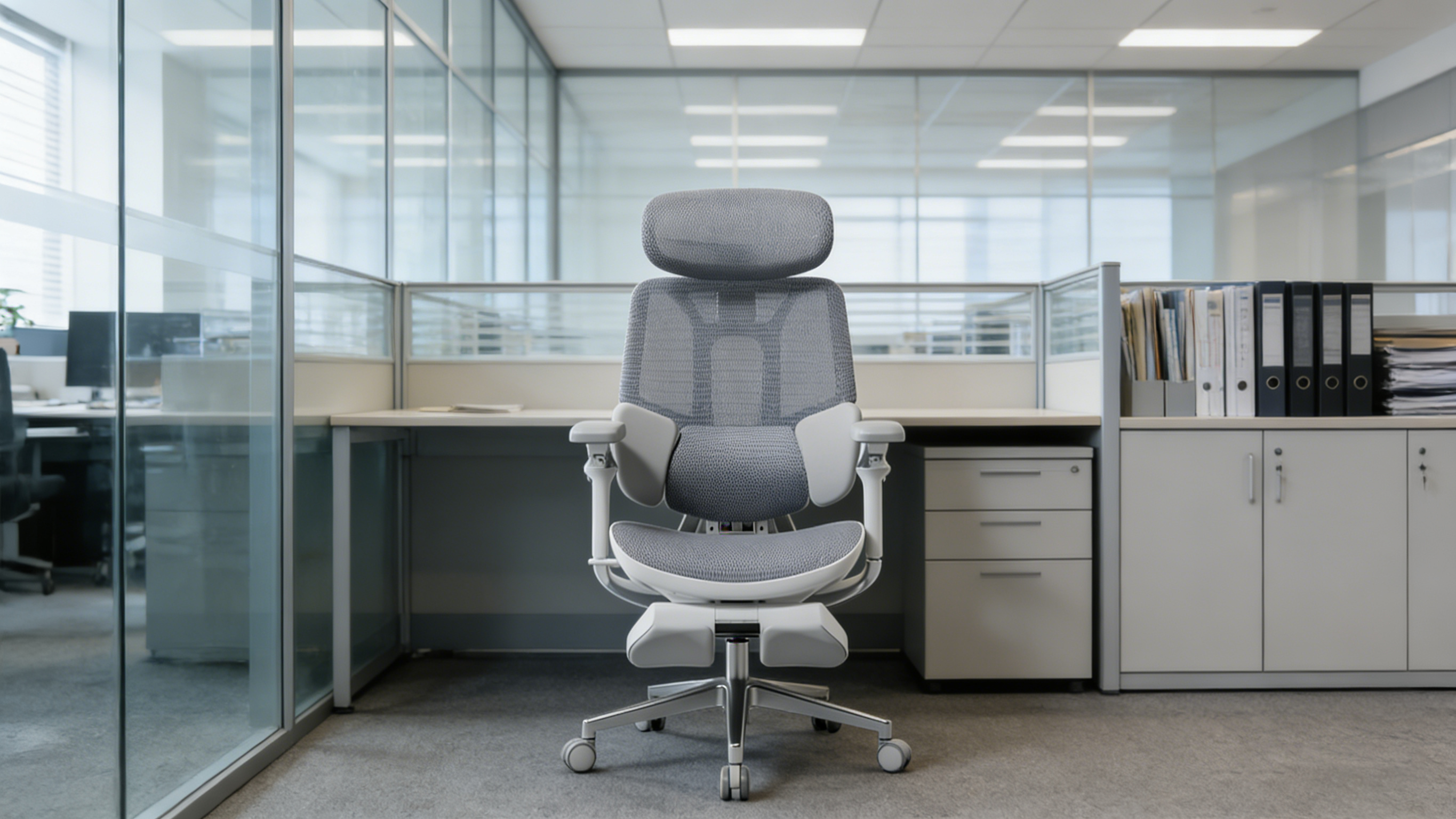 Ergonomicoffice chair featuring high-elasticity breathable mesh and a sturdy nylon frame.