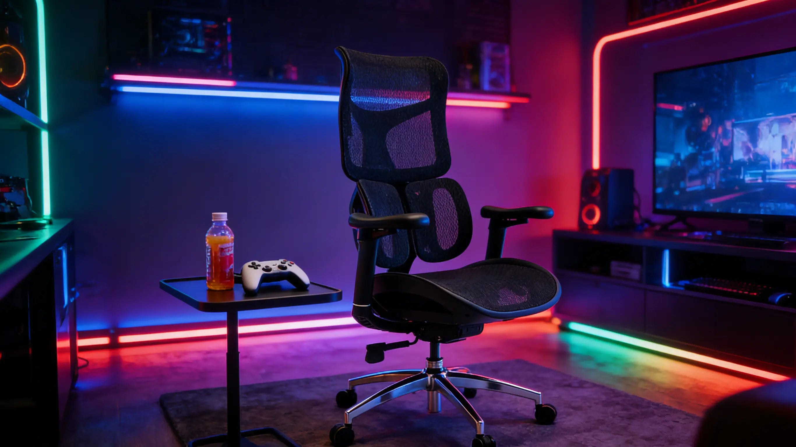 A close-up of the high-elasticity mesh on the comfortable office chair, highlighting its weight-distributing and pressure-relief properties.