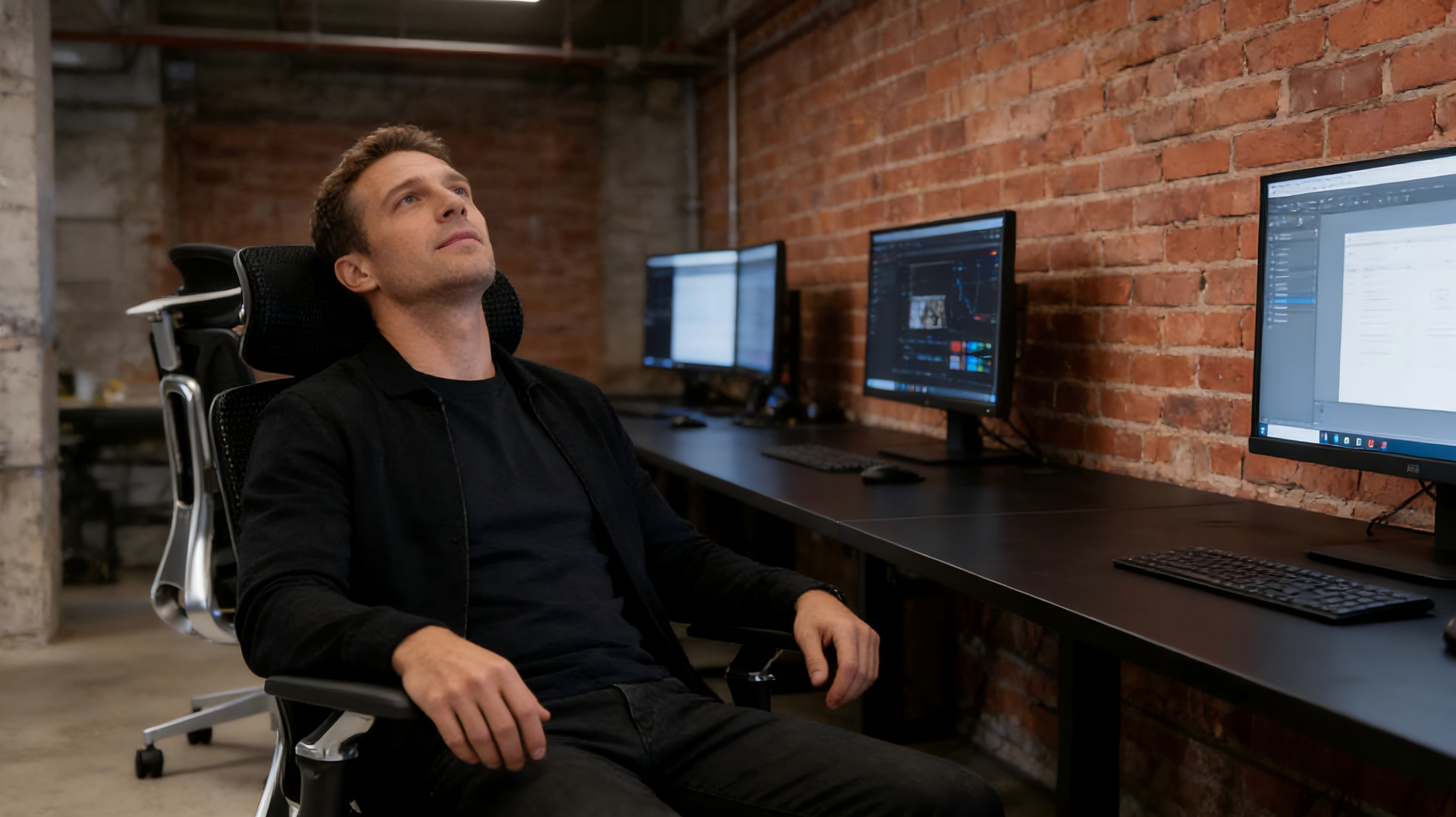 Space-saving ergonomic office seating with 90-degree flip-up armrests