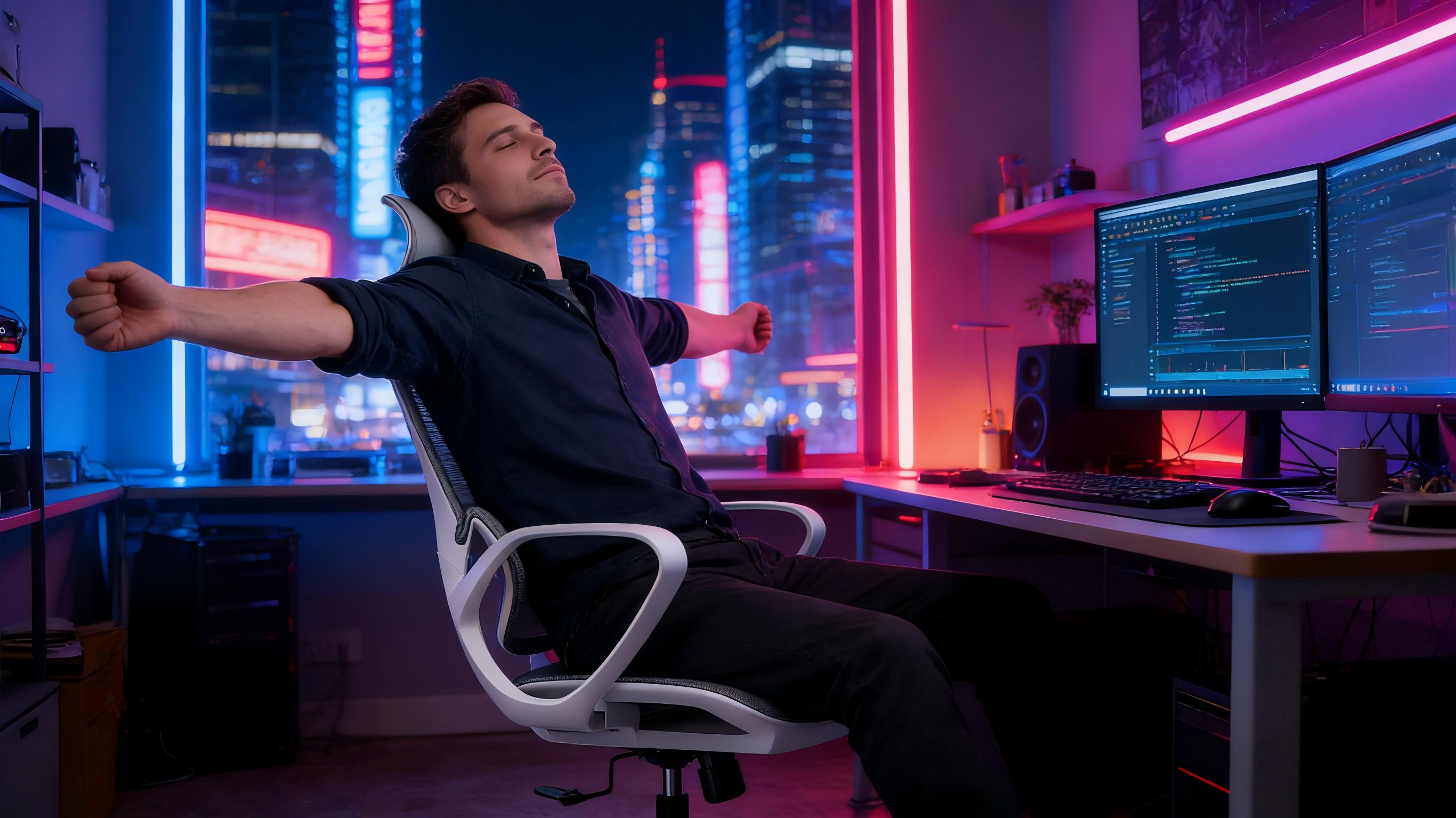 Customizable seat depth on a white ergonomicoffice chair for different body types