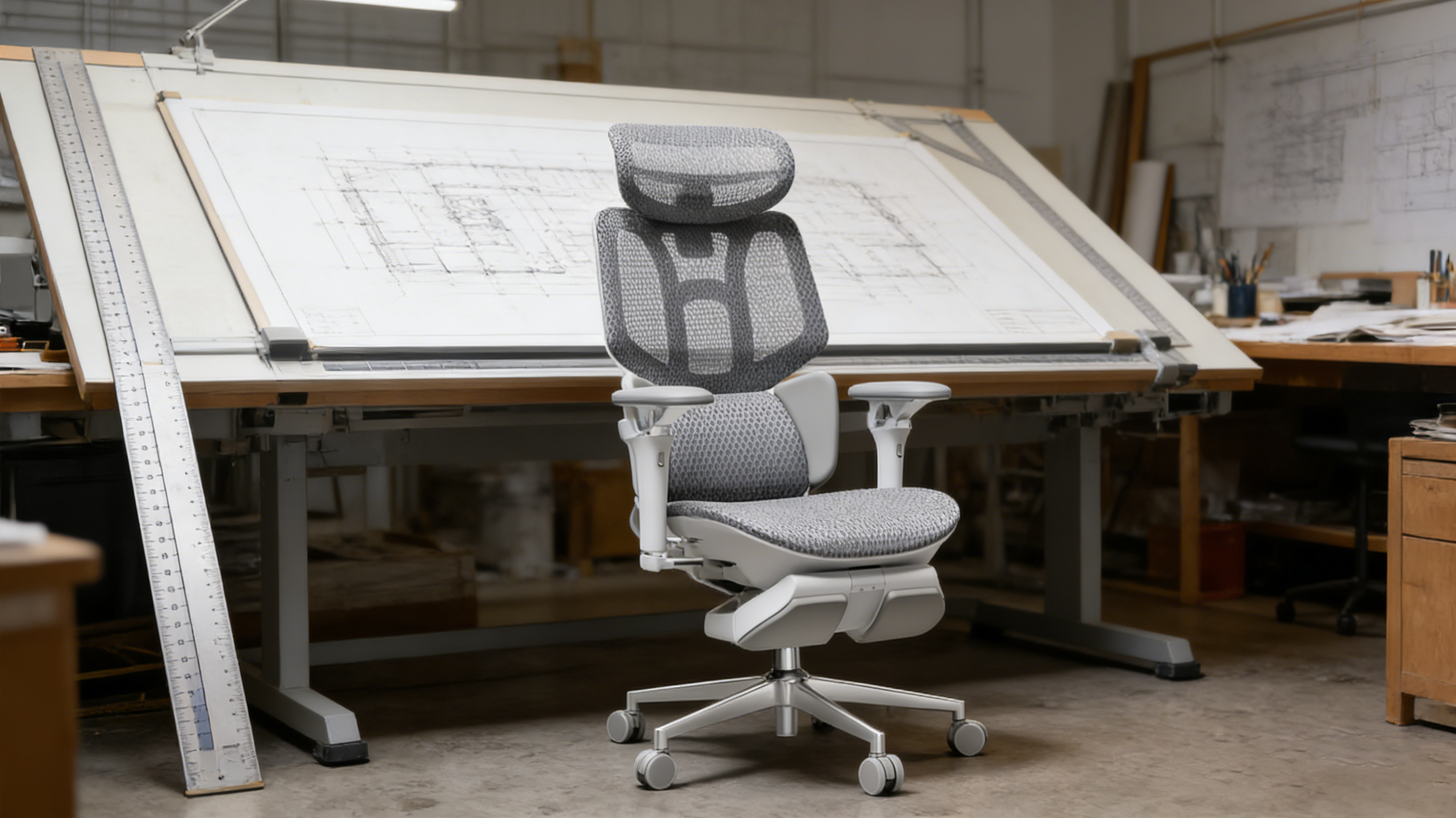 Ergo office chair with a cooling mesh backrest and contoured seat cushion.