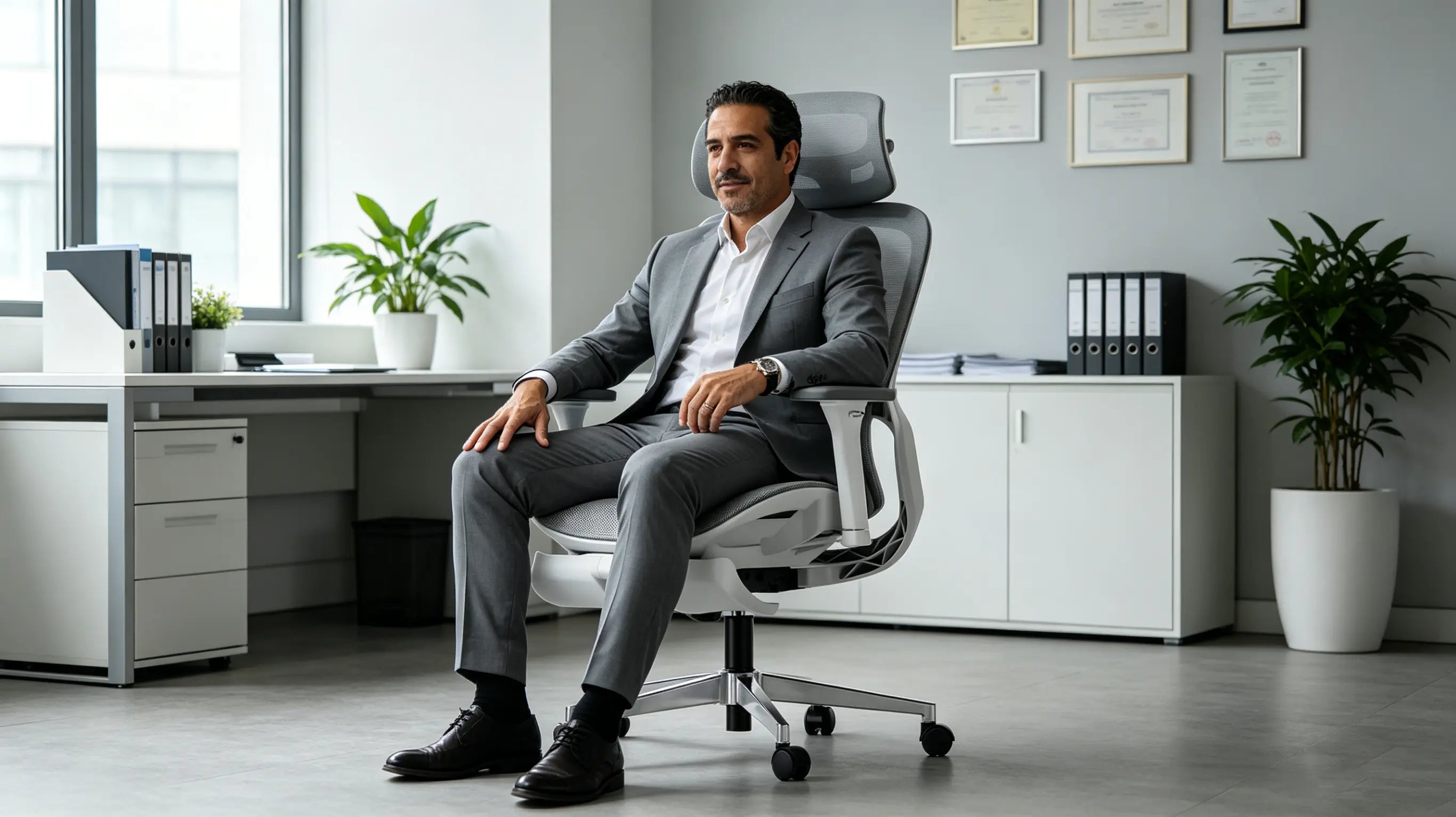 Precisión anatómica del soporte lumbar en la Professional Executive Mesh Ergonomic Chair, optimizando la postura ejecutiva.