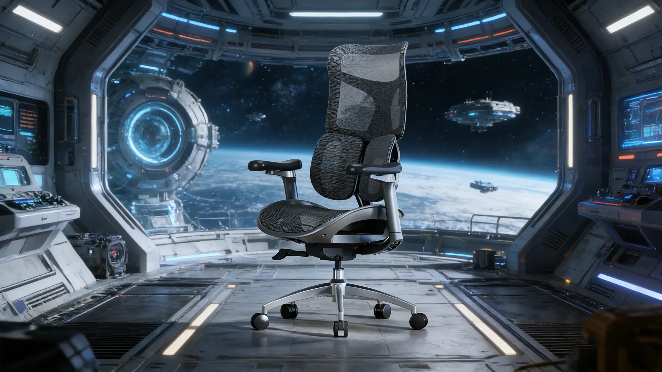 Front view of the high-elasticity mesh backrest on the Ergo Select best gaming chair, featuring the signature split-back ergonomic design.