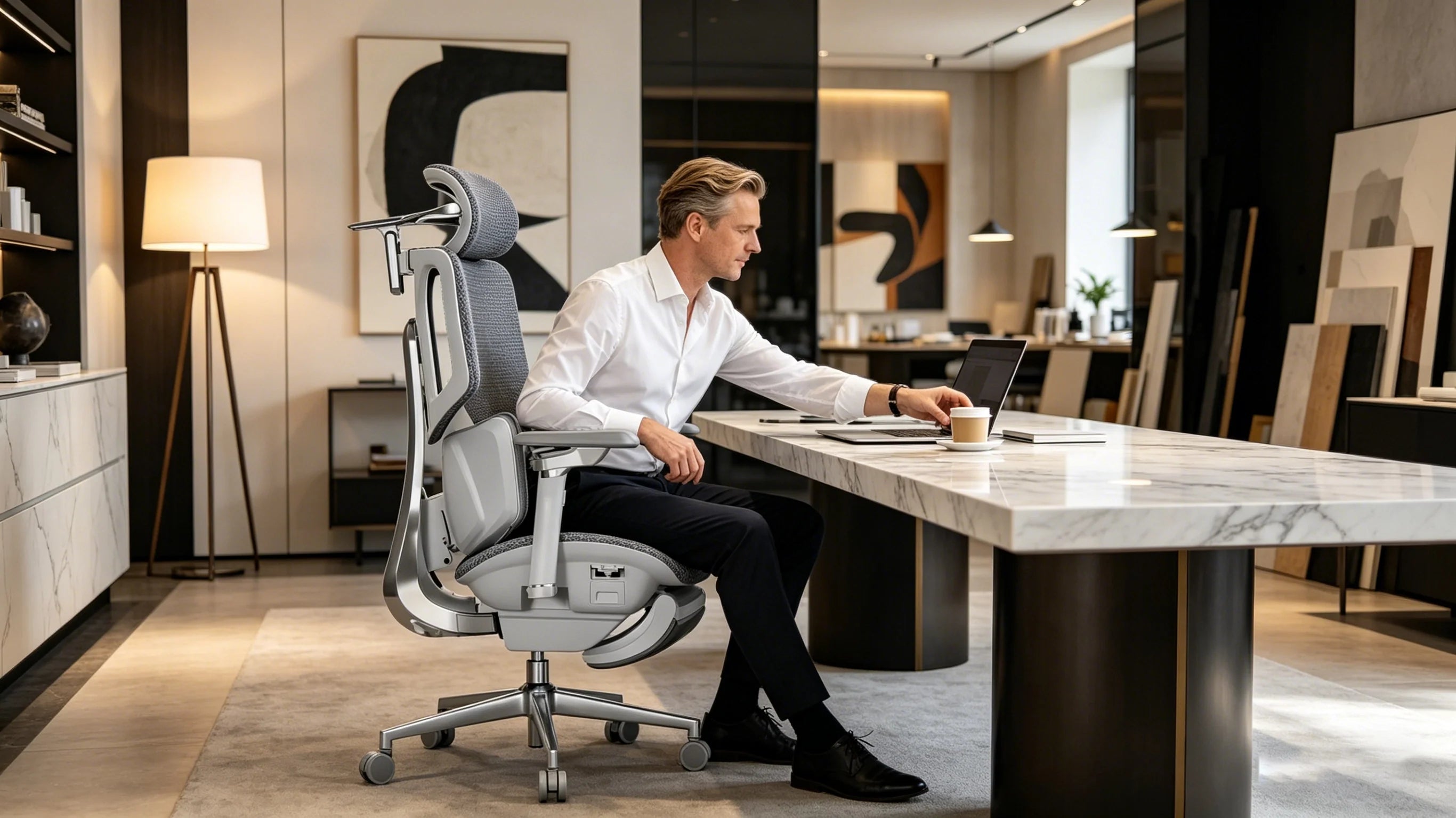 Erstklassiges Design und Funktion beim ergonomischen Schreibtischstuhl.