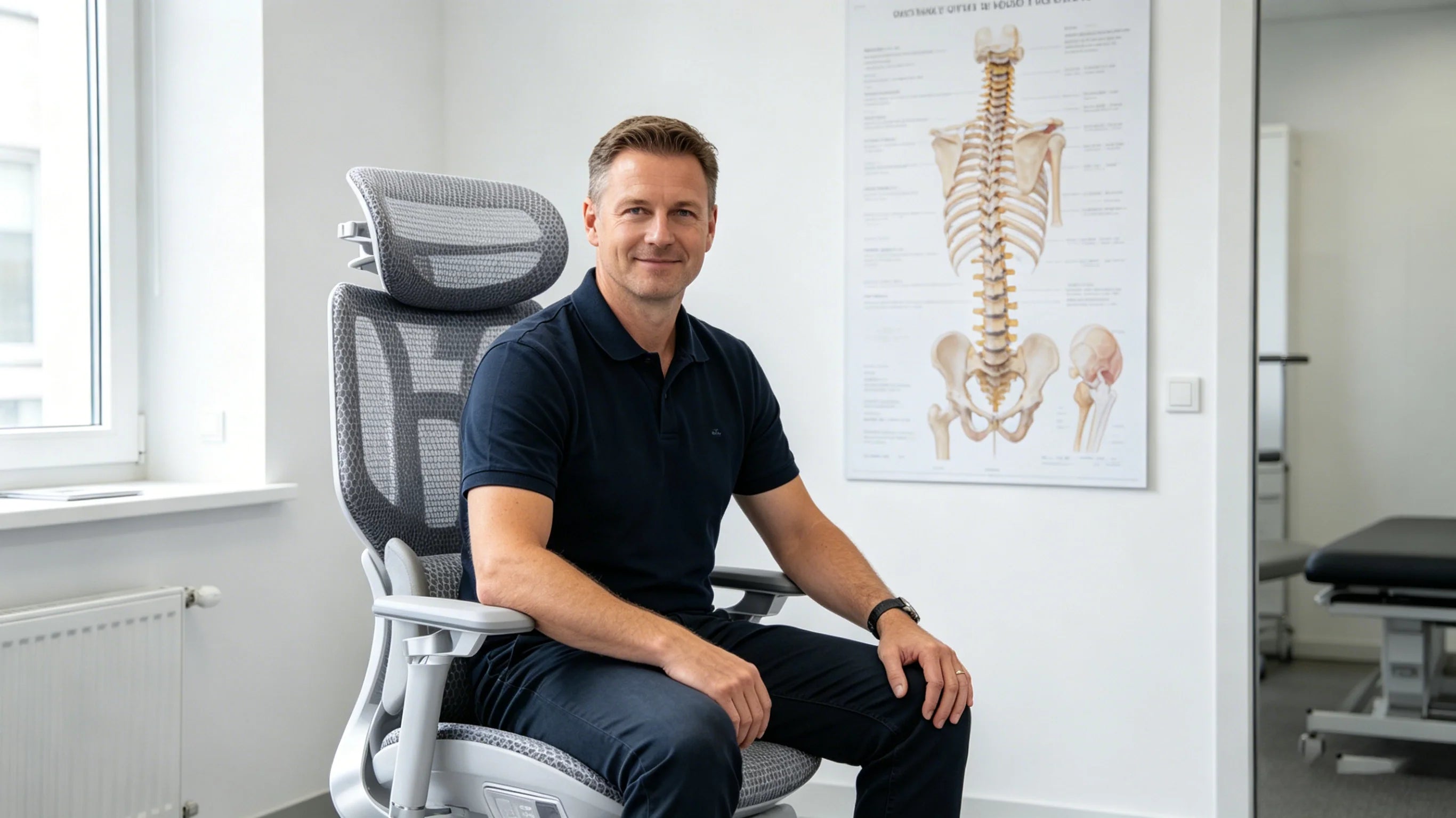 Hochwertiges Design und orthopädisches Design beim Bürostuhl für Rückenschmerzen Lendenwirbel.