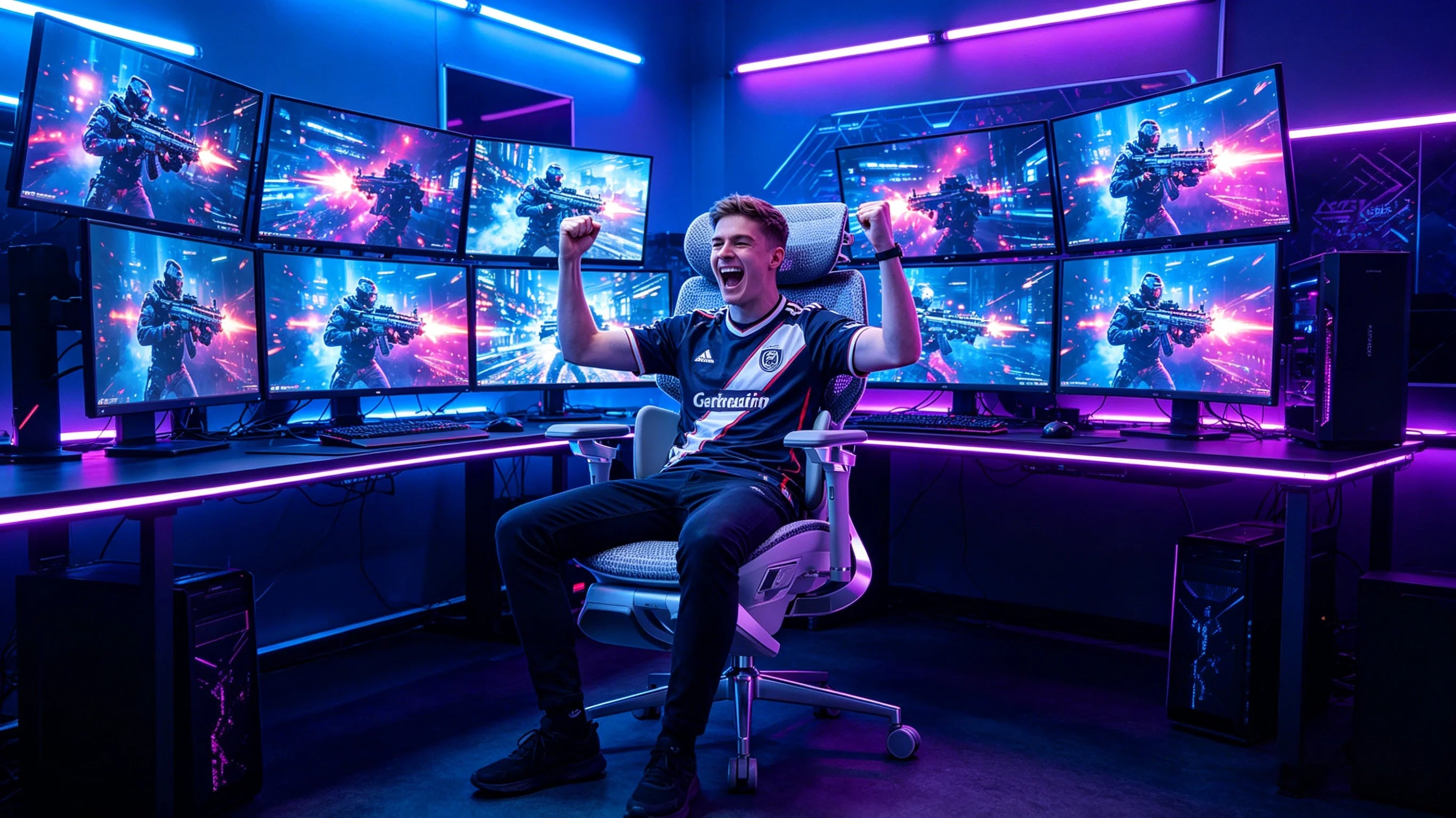Erstklassiges Design beim Profi-Gaming Schreibtischstuhl mit Armlehne.