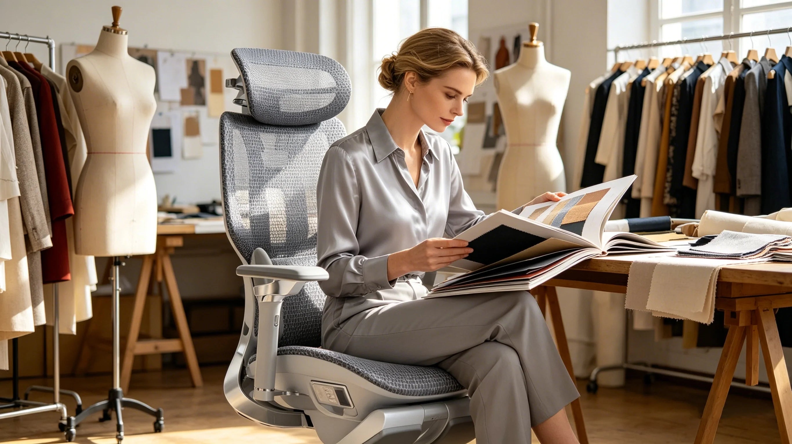 Elegantes Design und Ergonomie beim Schreibtischstuhl für kleine Frauen.