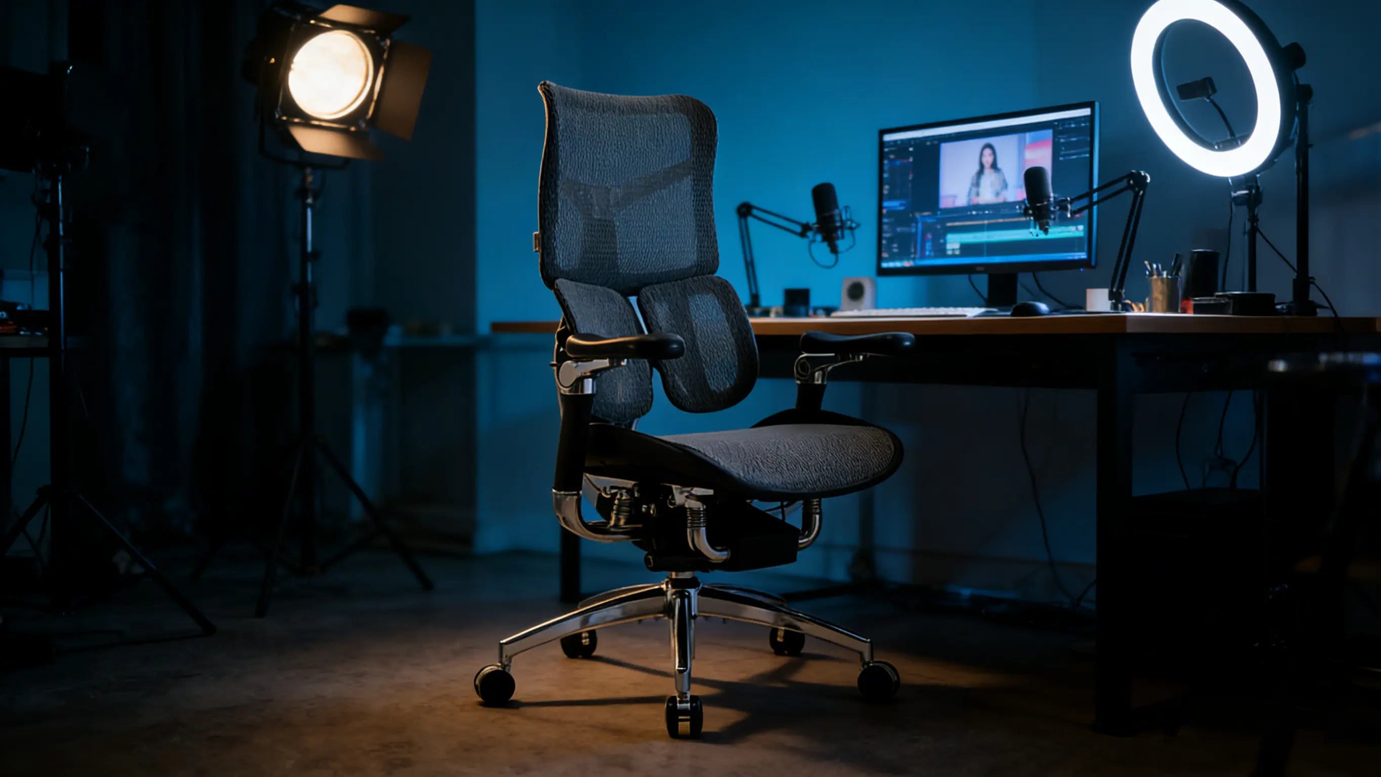 Ergo Select ergometric office chair with height-adjustable armrests and seat depth.