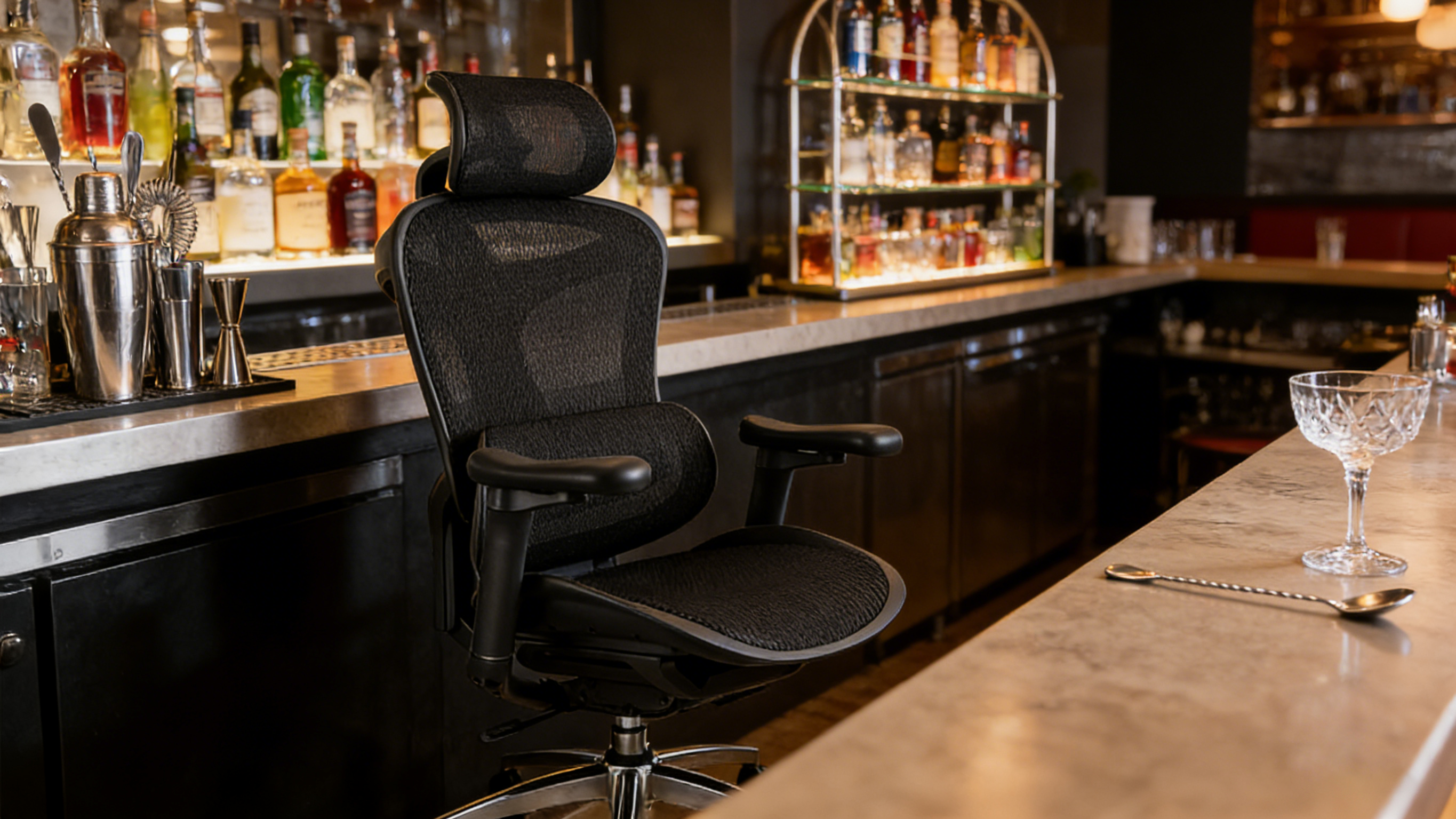 Extra-tall ergonomic chairs with extended gas lift cylinders and deep seat pans.