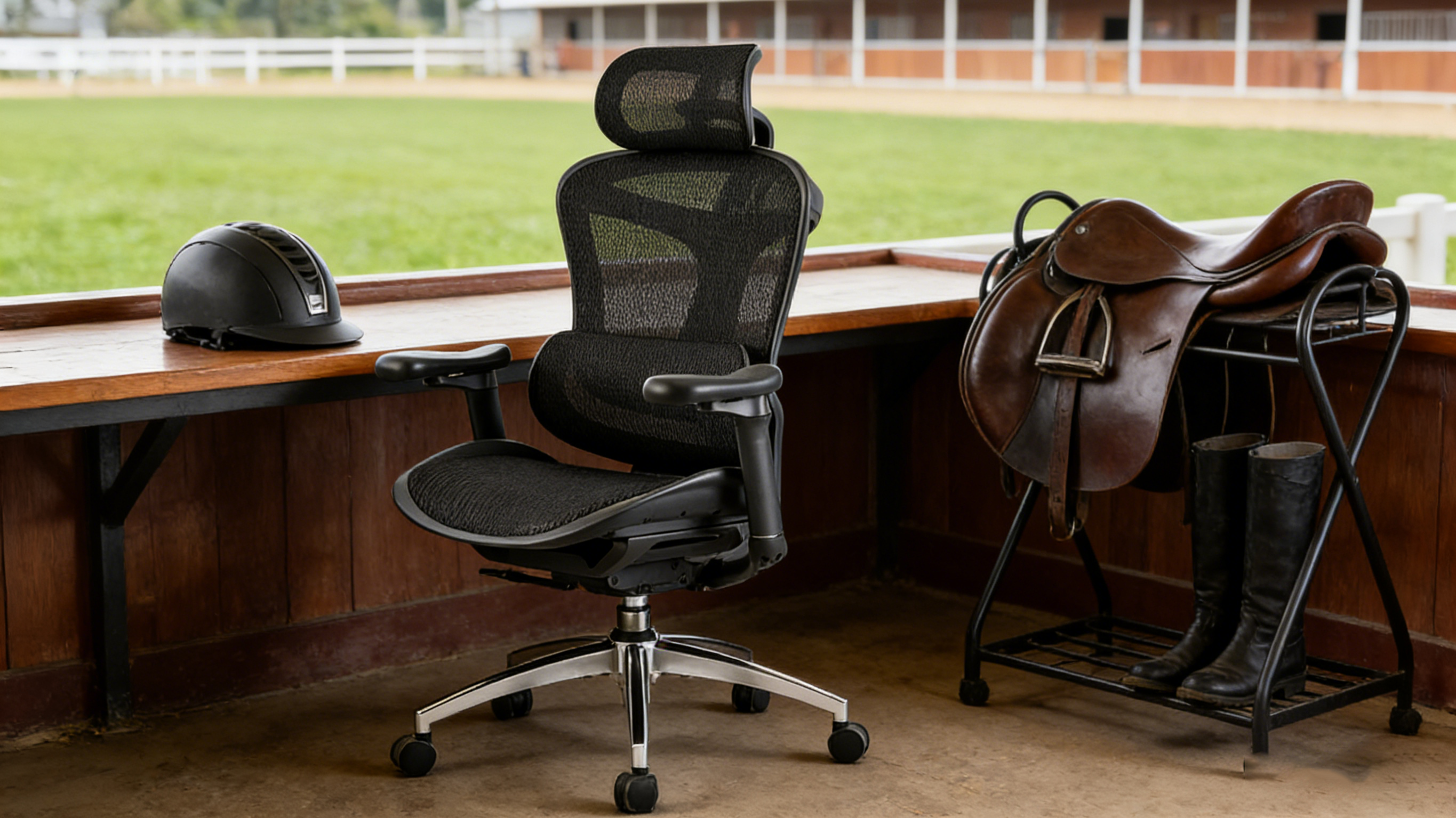 Vibrant blue study chair ergonomic design featuring a flexible nylon frame for students.