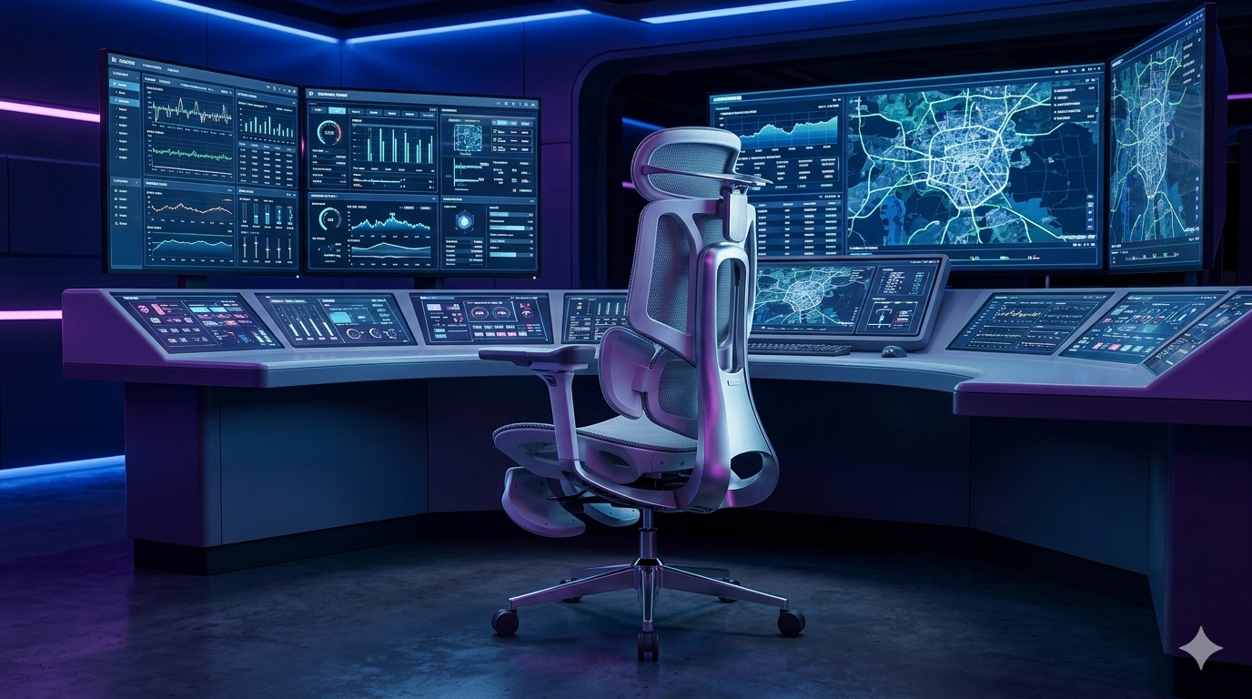 Premium ergonomic chair featuring a 135-degree recline function and flexible mesh material.