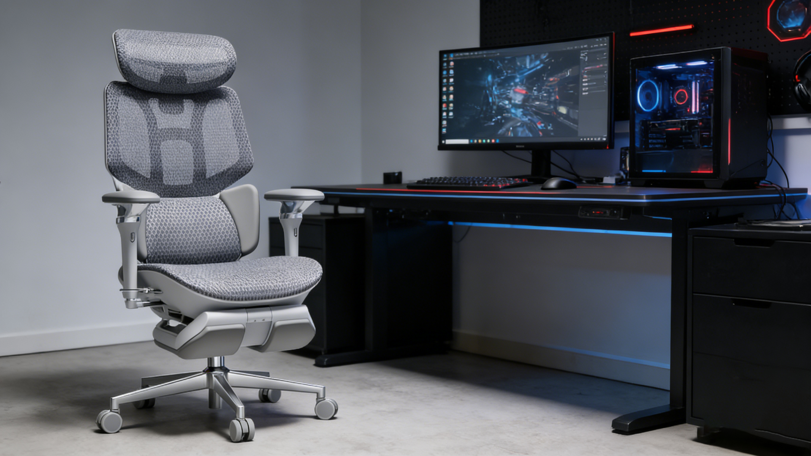 Modern ergonomic office seating in a professional gray upholstery for contemporary interiors.