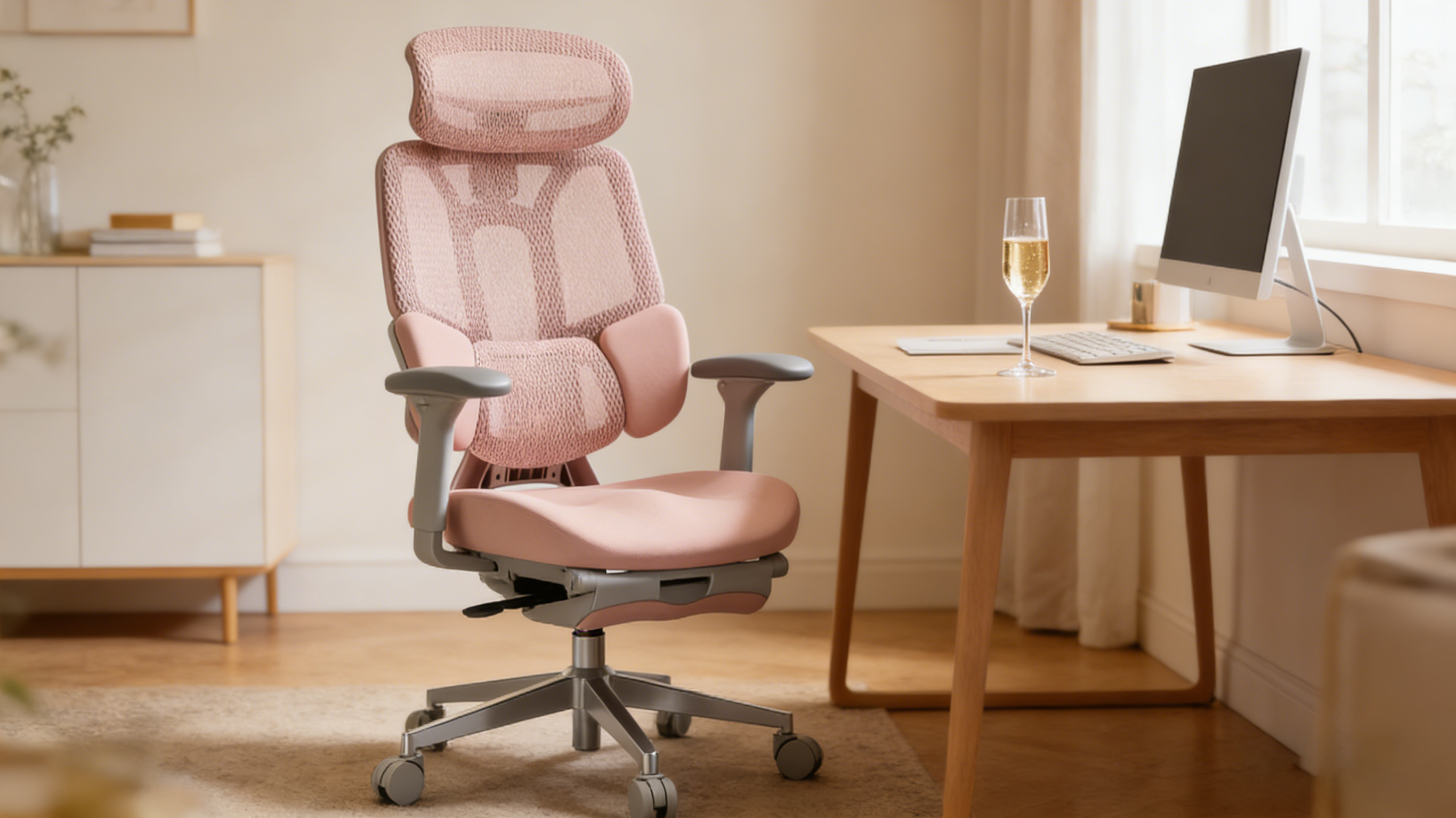 High-end executive look of a pink ergonomics chair for female leaders