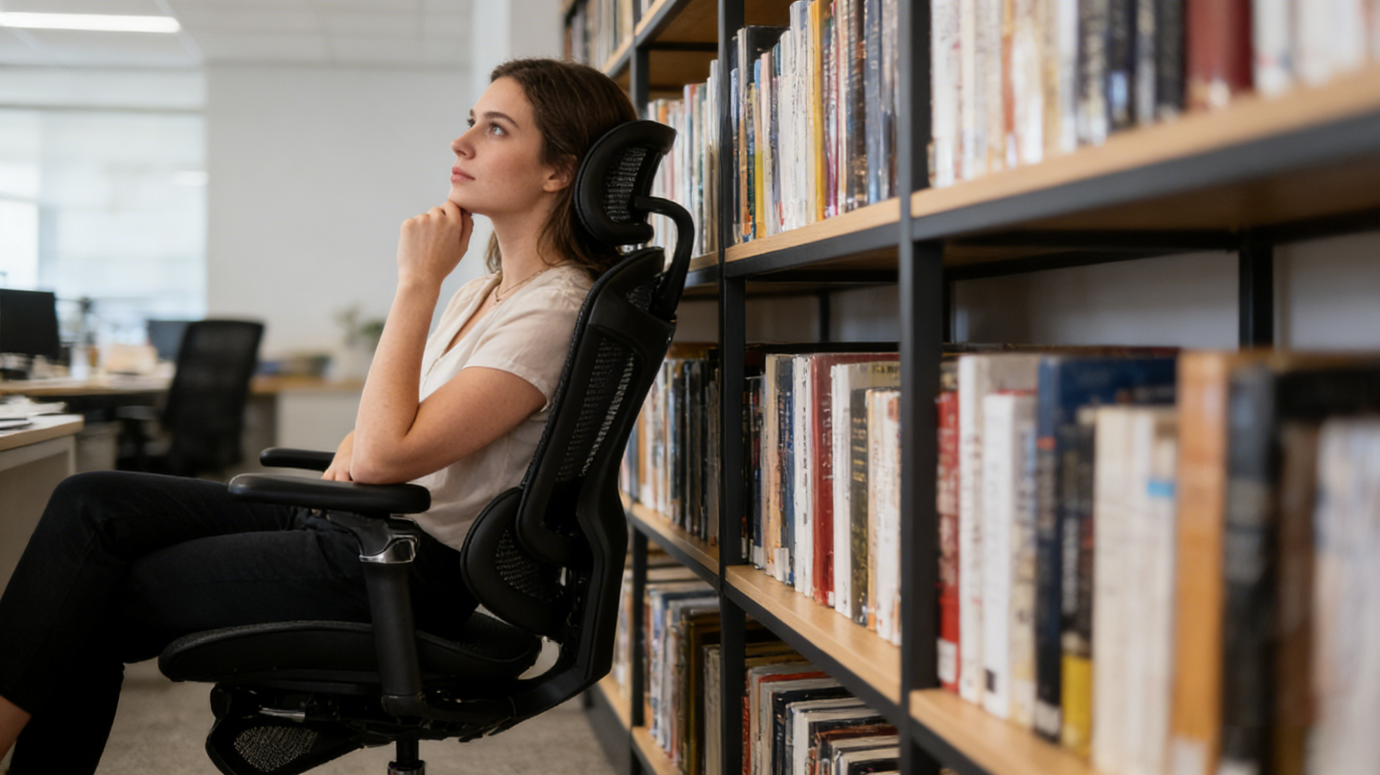 High-back office desk chair ergonomic in a modern executive suite