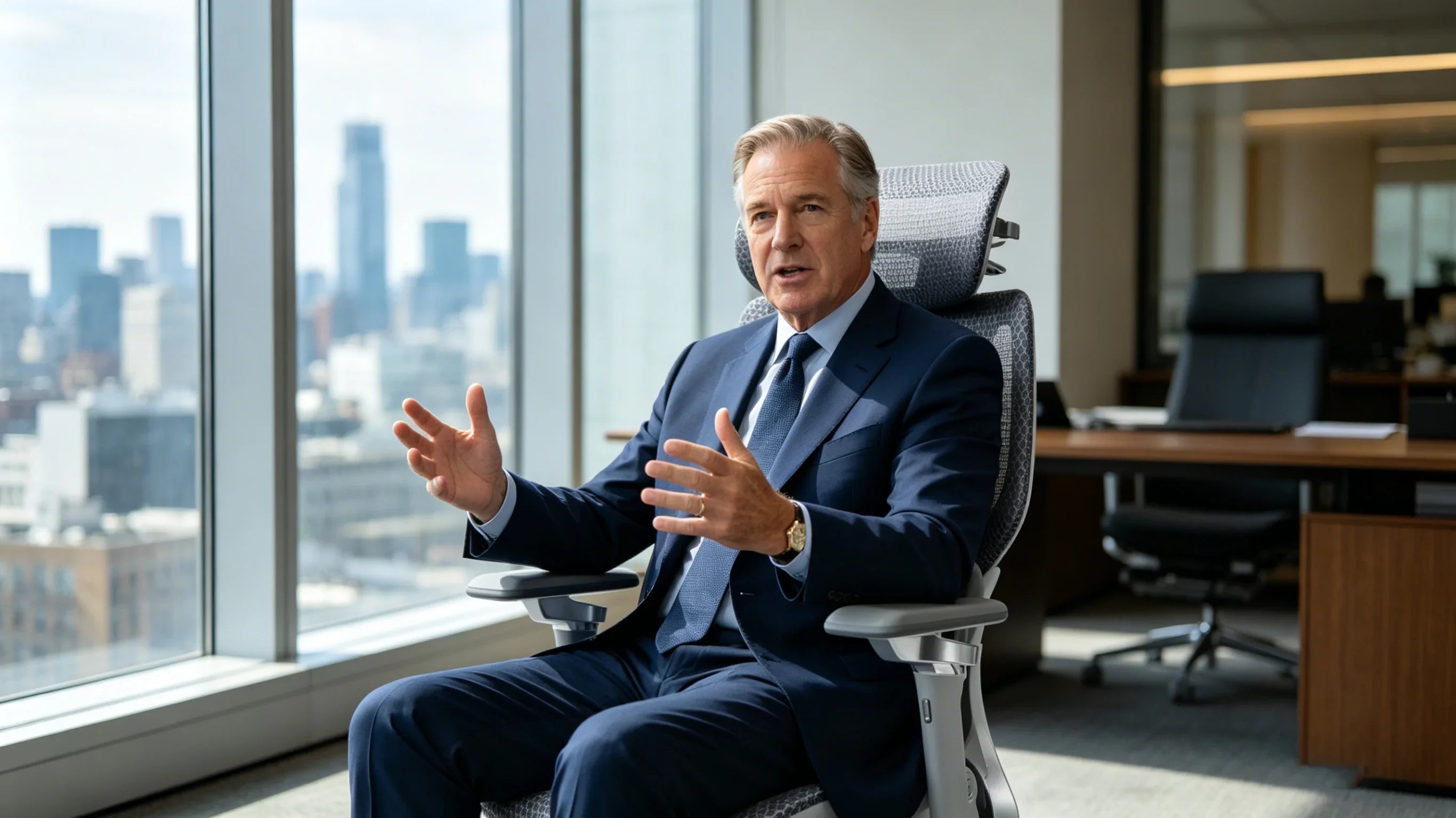 Dr. Julian discussing the key features of a [good chair for back pain in office] during an interview.