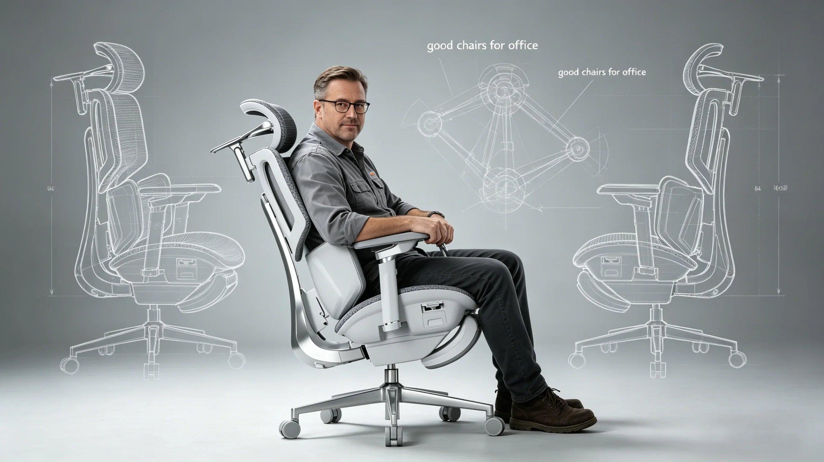 Mark demonstrating the robotic lumbar movement of the AI-720, the [good chairs for office] benchmark.