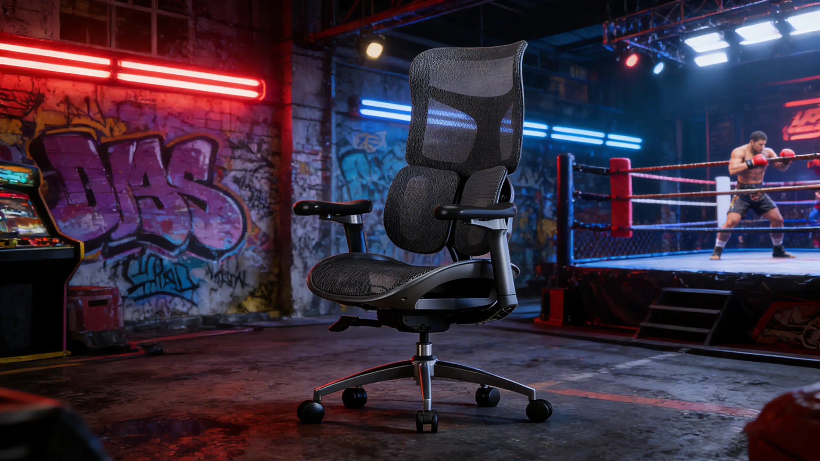 The Ergo Select Hybrid, a good ergonomic office chair with dual dynamic lumbar support, featured in a professional office setting.