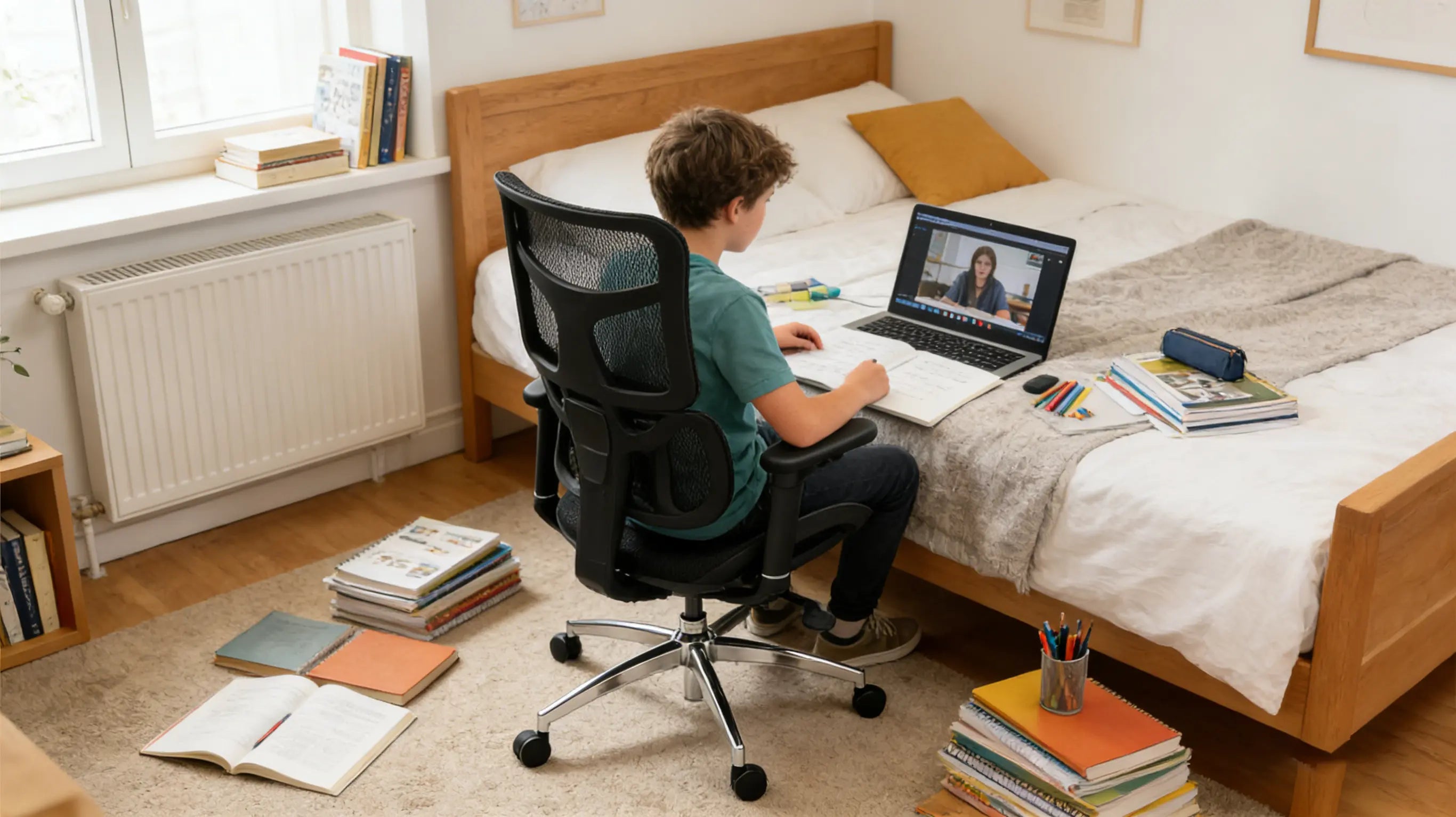 Close-up of the durable mesh and sturdy frame of the Ergo Select best budget ergonomic chair.