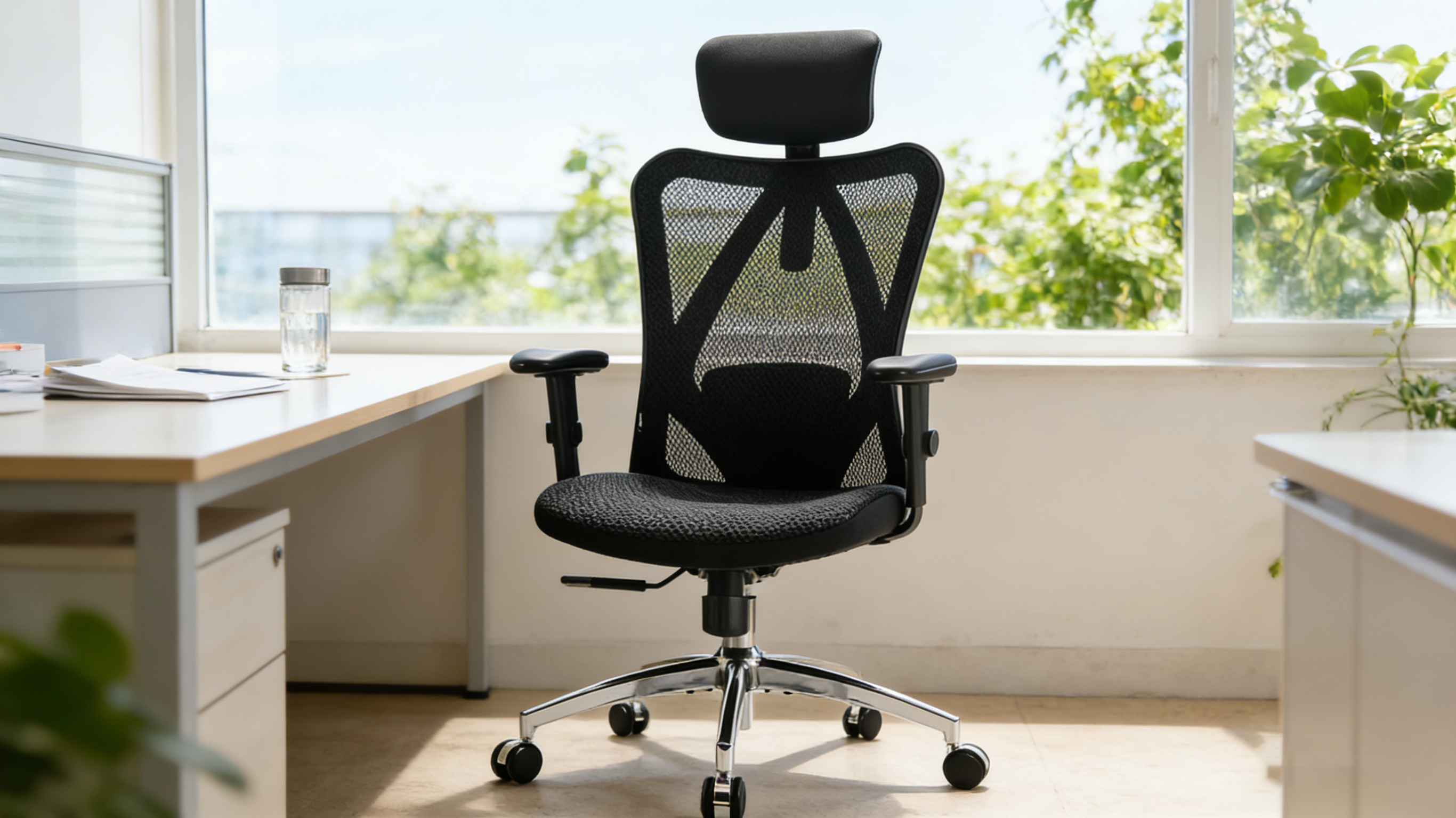 High-tenacity breathable mesh seat on professional desk chairs