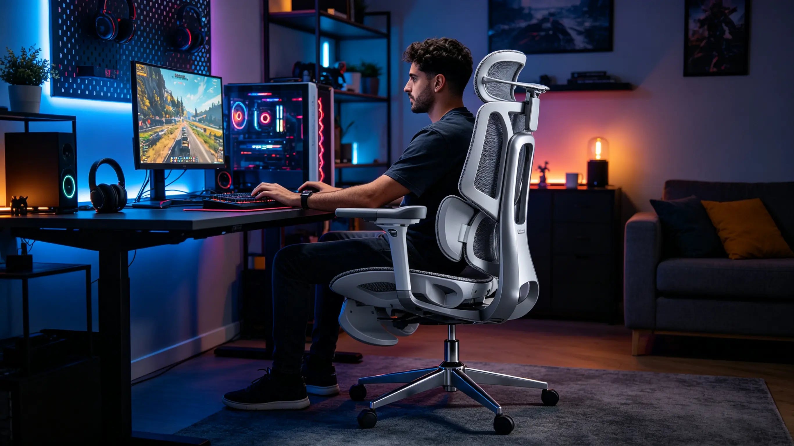 Comparativa entre una silla gaming de cuero y una silla ergonómica de malla para ingenieros SRE.