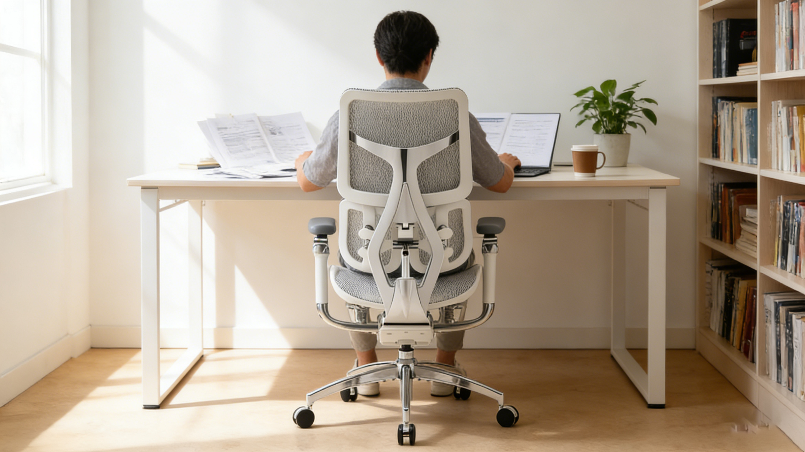 Space-saving hidden footrest design of a high-end office desk chair ergonomic