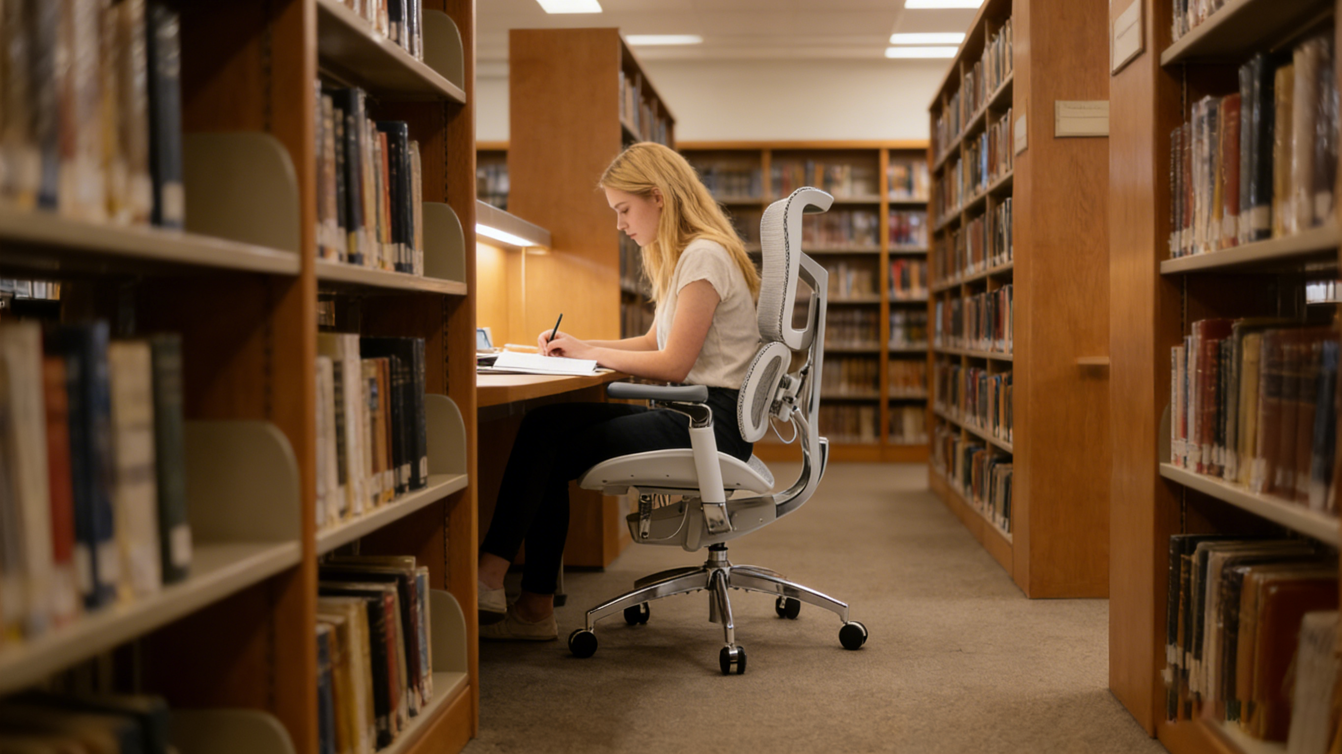 High-performance study chair ergonomic for a focused learning environment