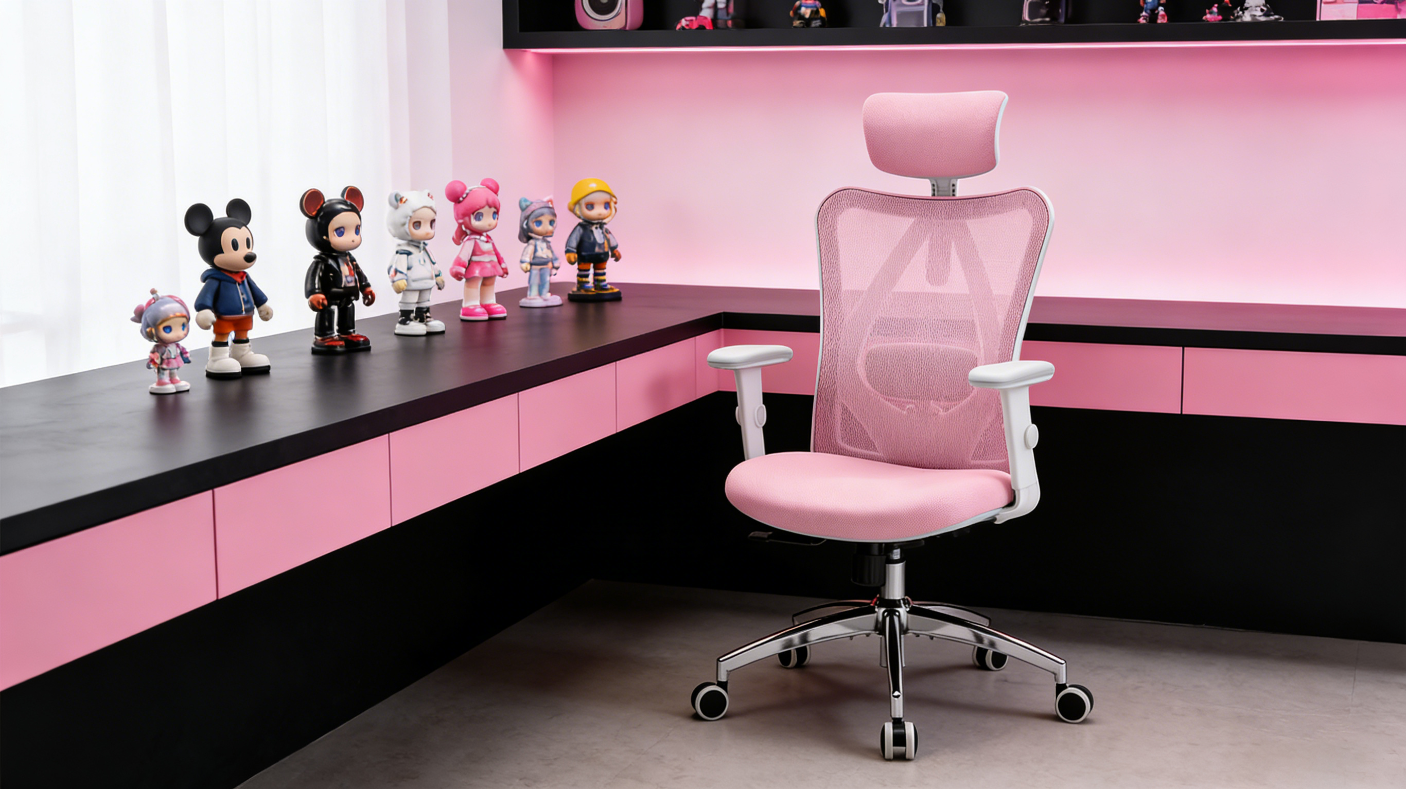 Mint green office chair providing a pop of color in a modern office