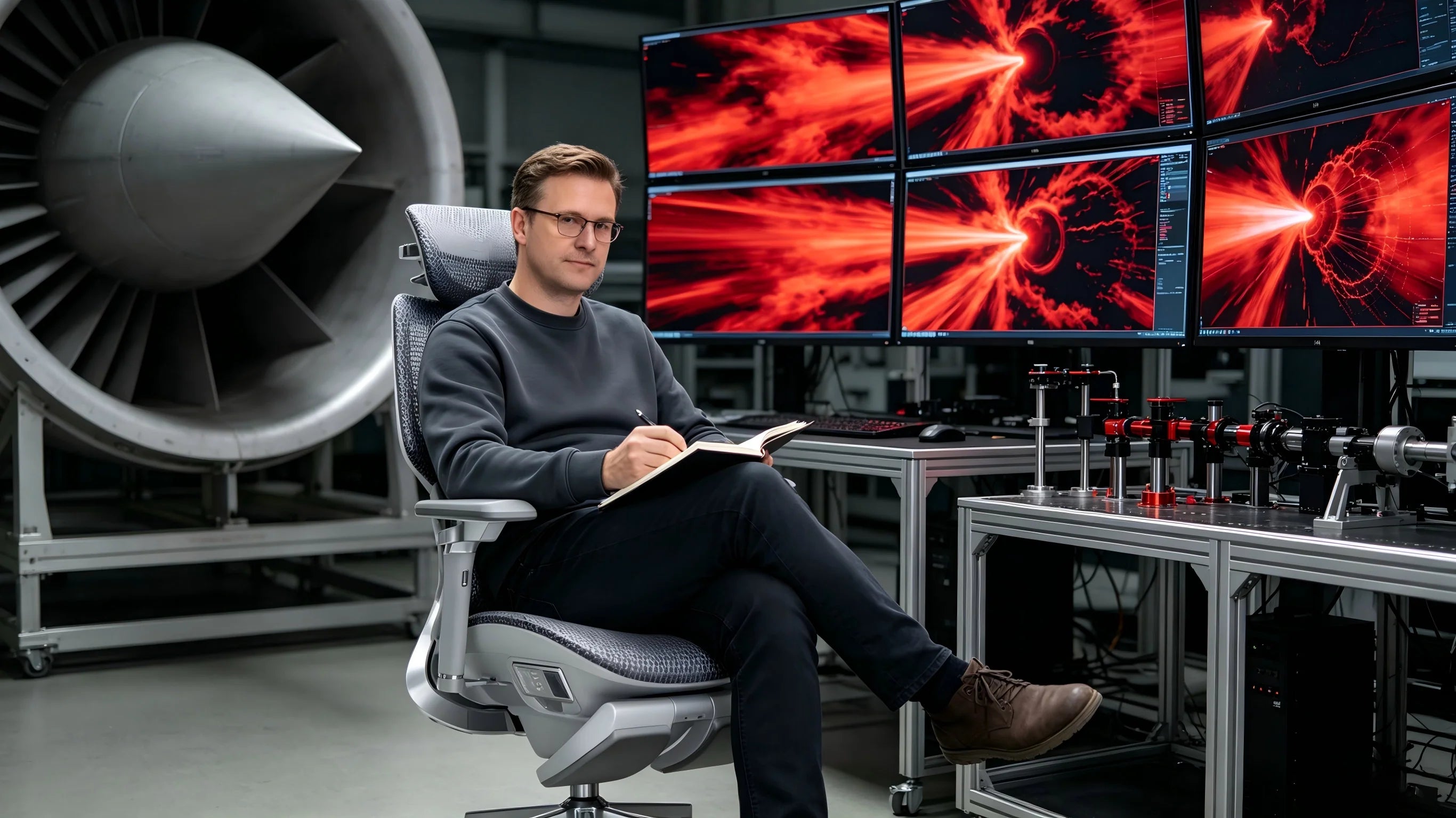 Flexible Unterarmstützung zur Vermeidung von physischem Stress bei langen Simulations-Phasen.