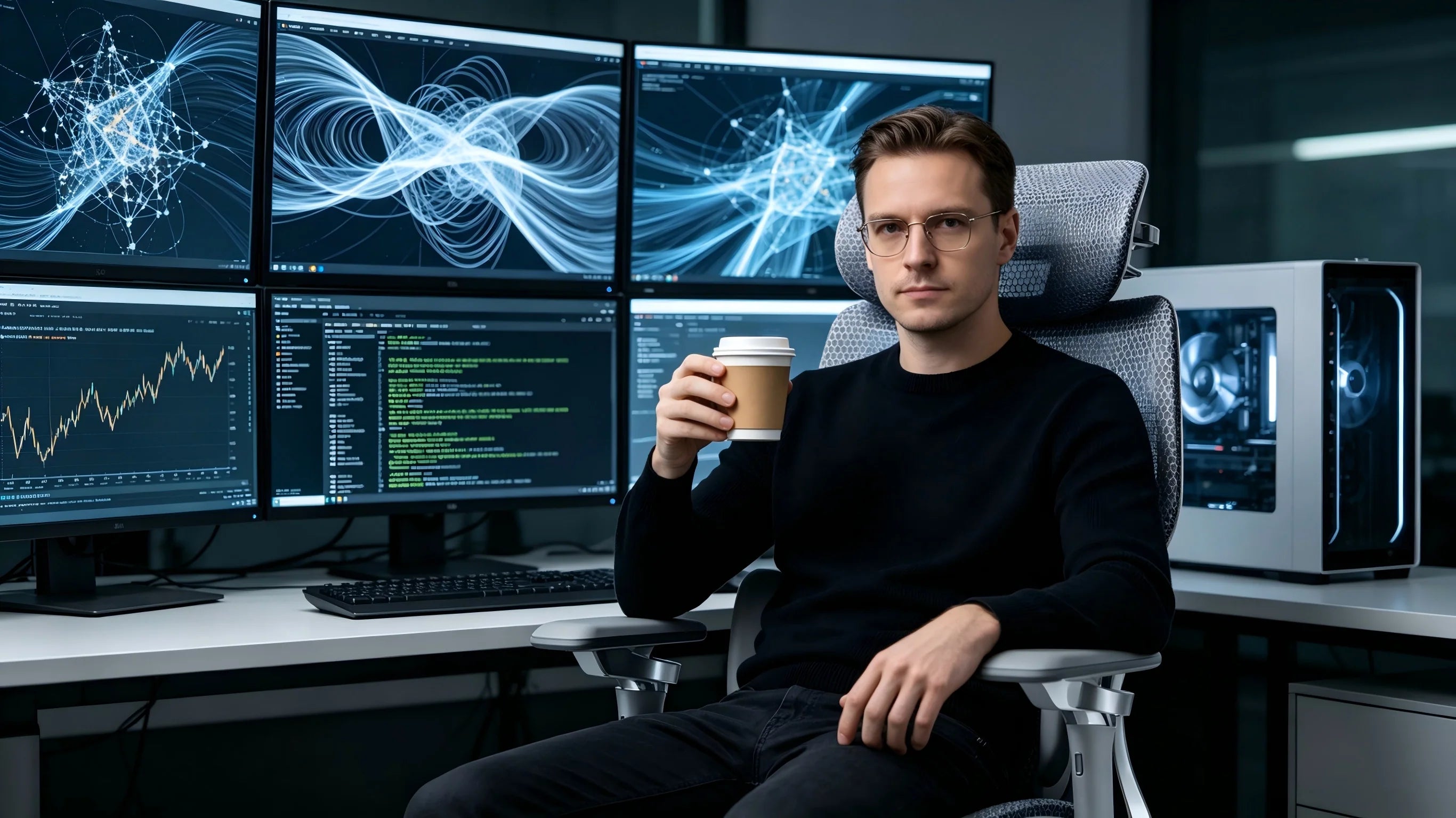 Flexible Unterarmstützung zur Vermeidung von physischem Stress bei langen Coding-Phasen.
