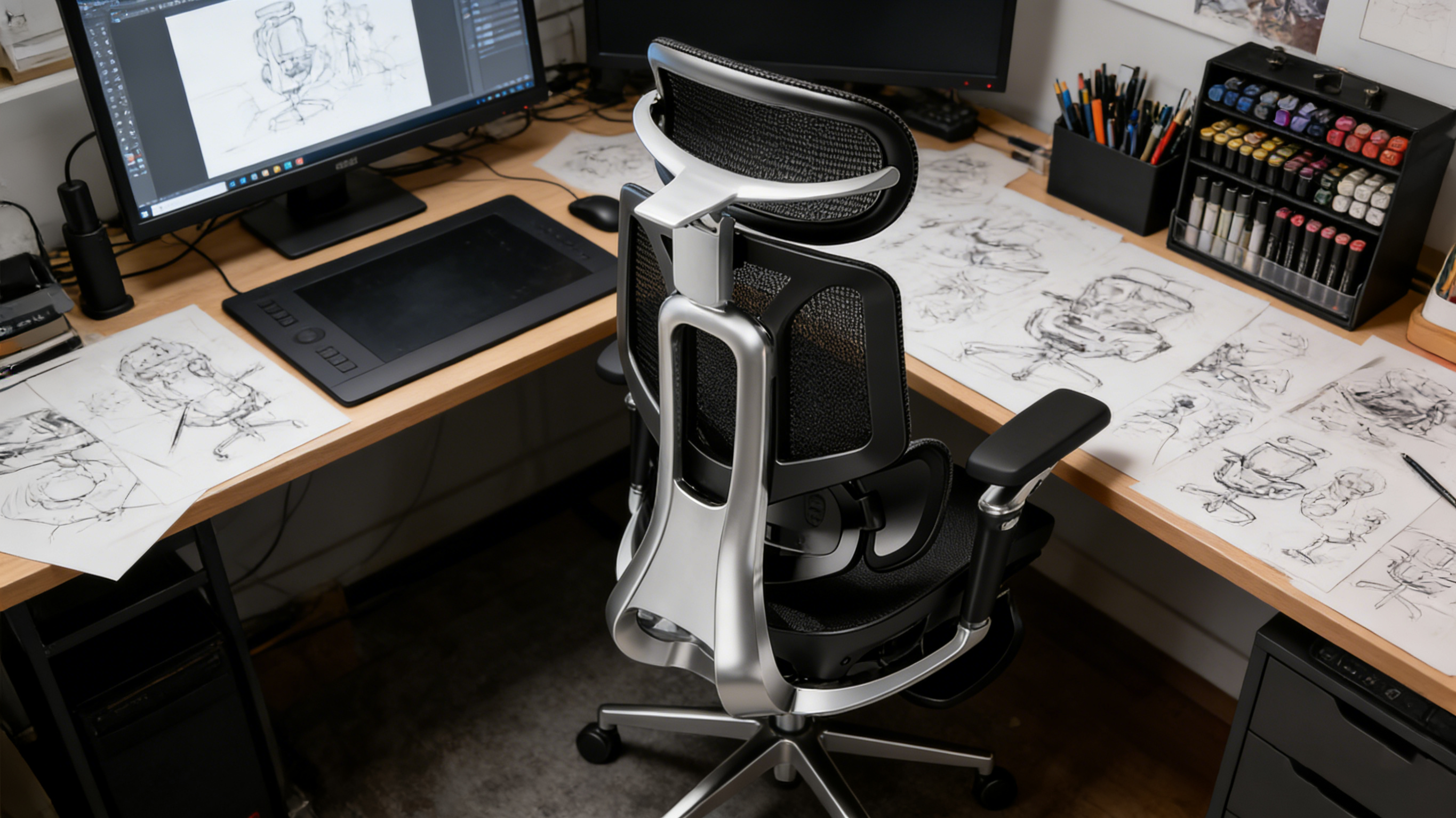 Ergonomic chairs with a flexible backrest that follows your body's natural movement.