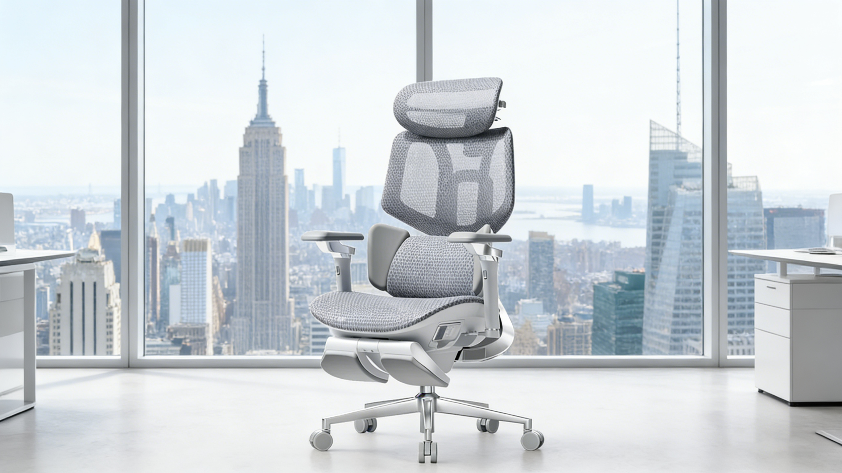 Video game chair featuring a retractable footrest and deep recline for relaxation.