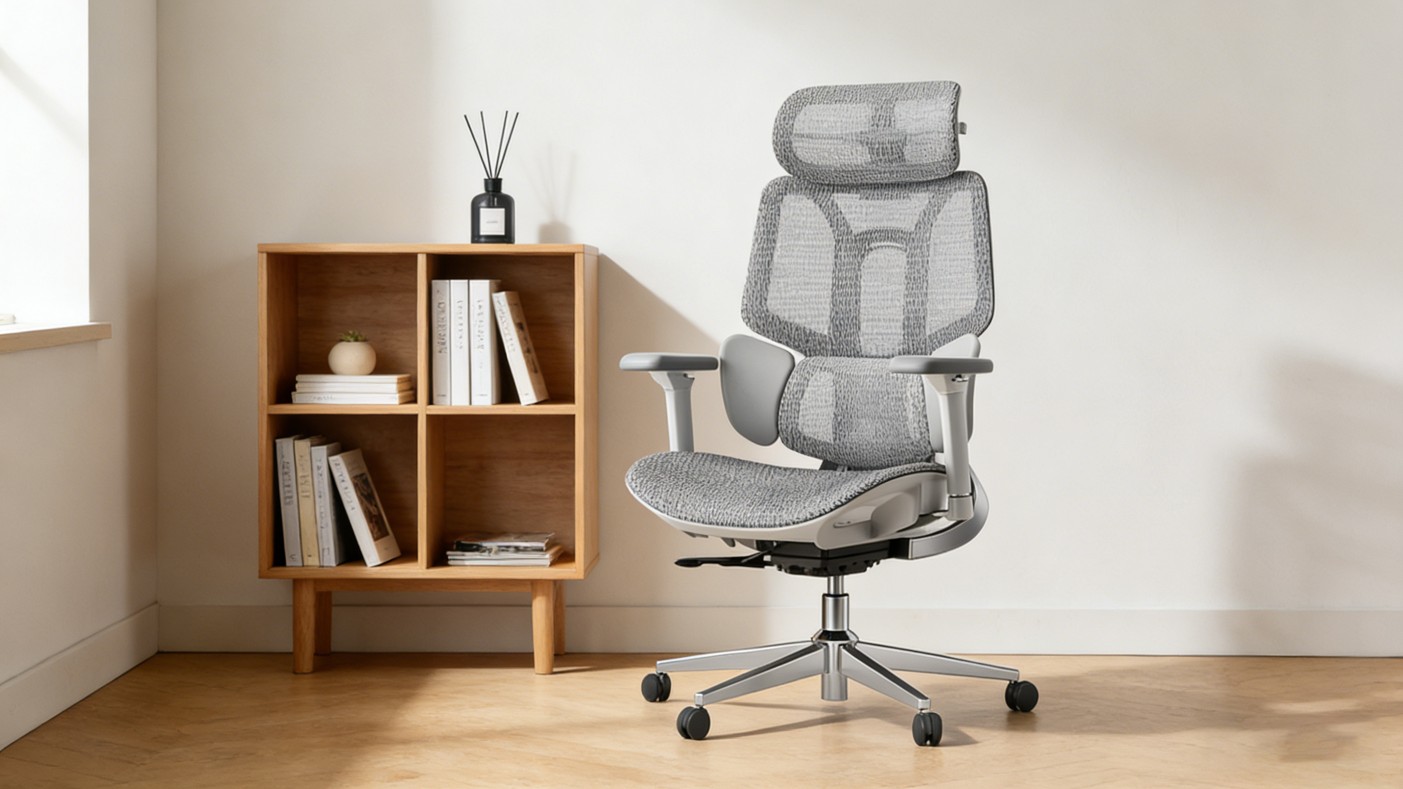 Premium gaming armchair upholstered in black faux leather with vibrant blue trim.