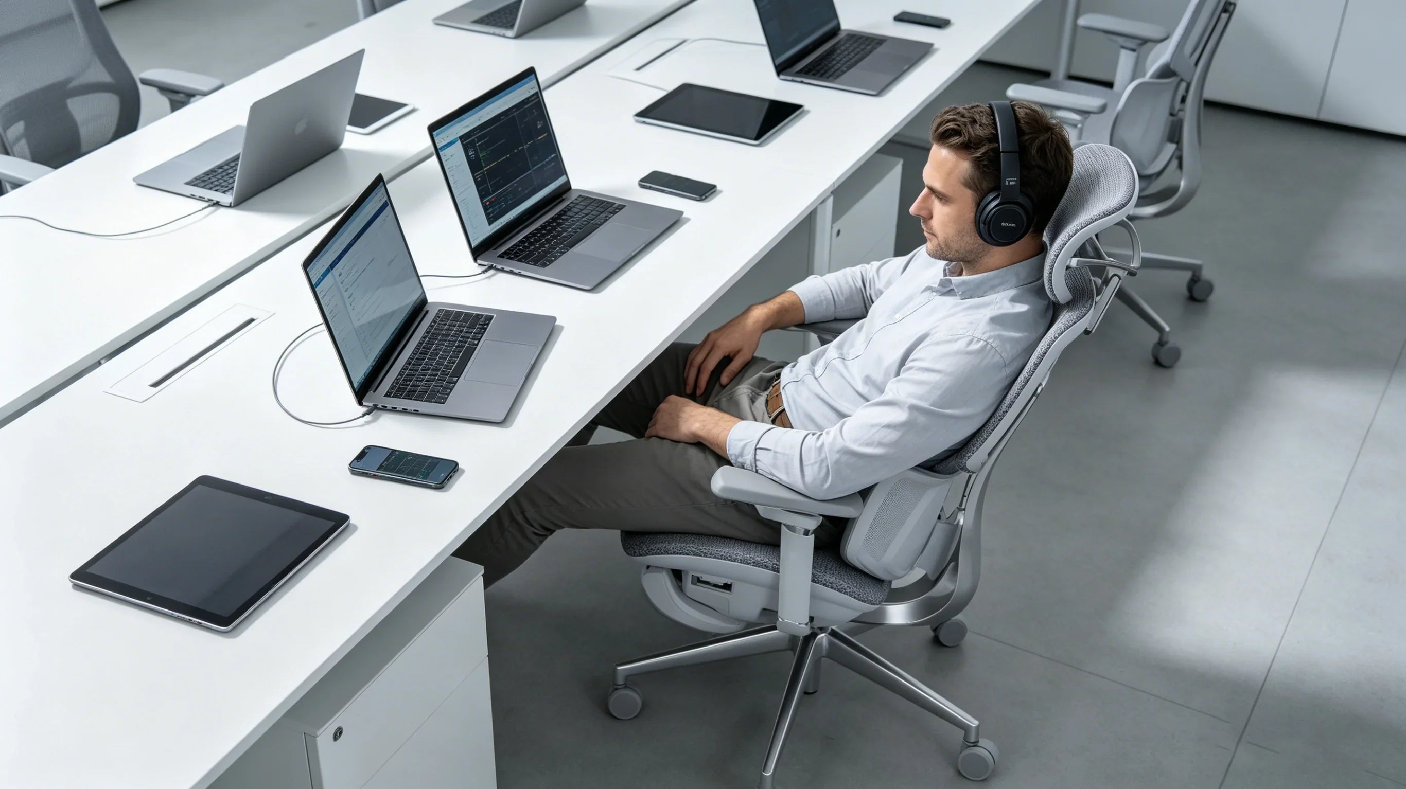 Erstklassige Aluminium-Basis und Verarbeitung beim ergonomischer Schreibtischstuhl.