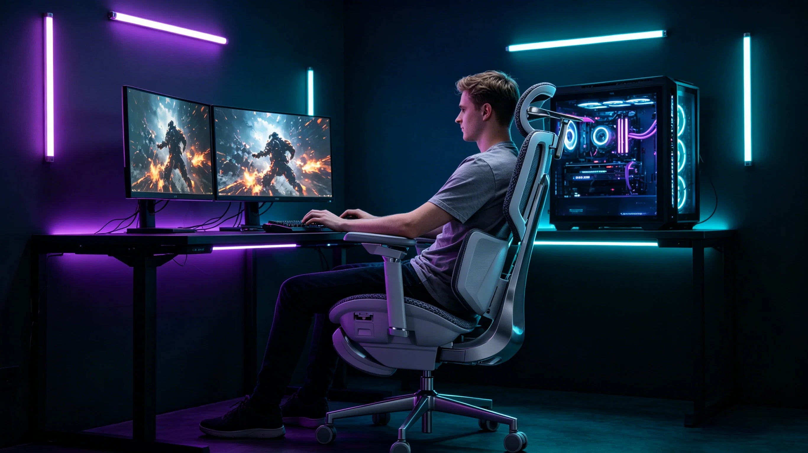 Voller Fokus im Spiel dank dem ergonomischen Gaming Stuhl AI 720.