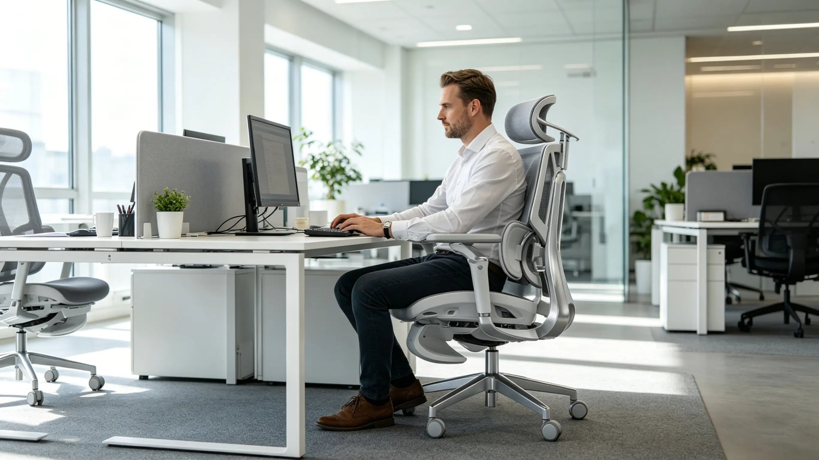 Der Ergo Select als optimaler Schreibtischstuhl rückenfreundlich mit dynamischer Lordosenstütze
